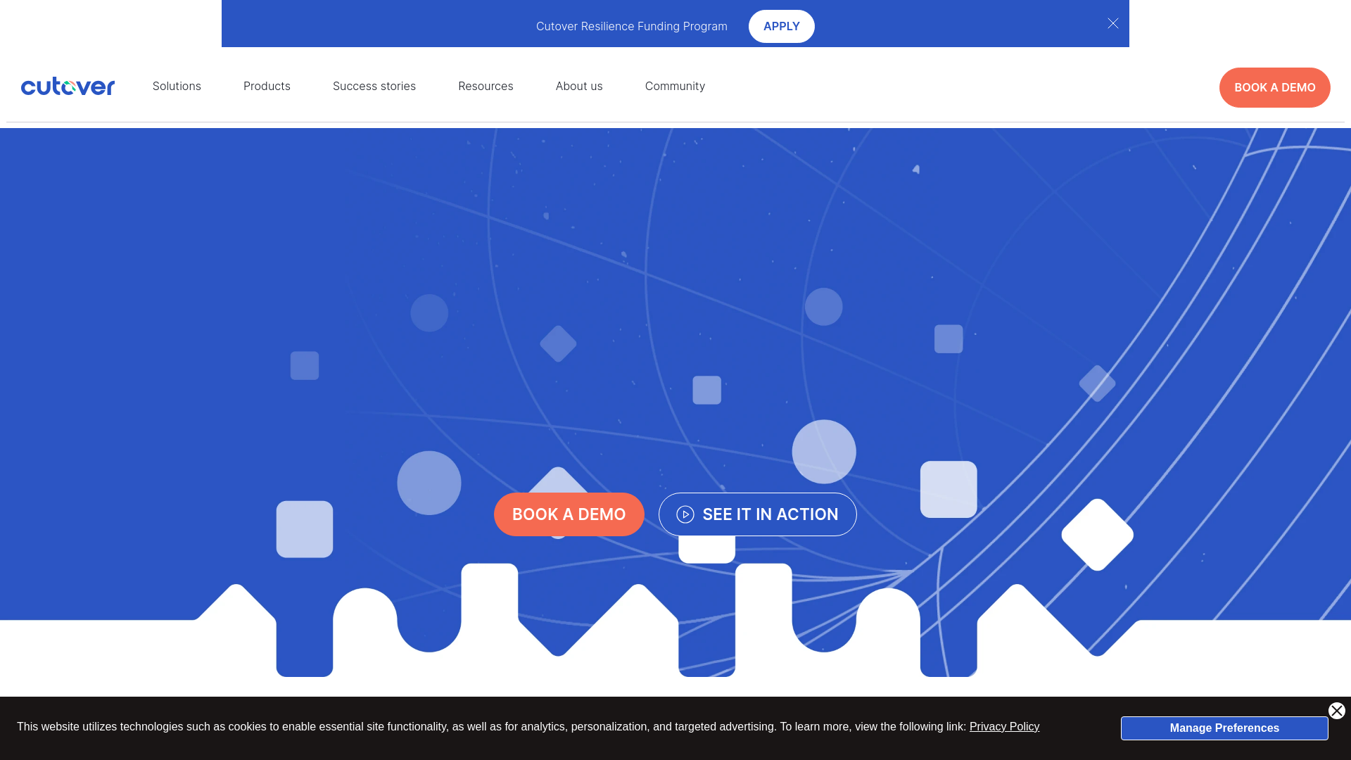 website screenshot of https://cutovercore.com/
