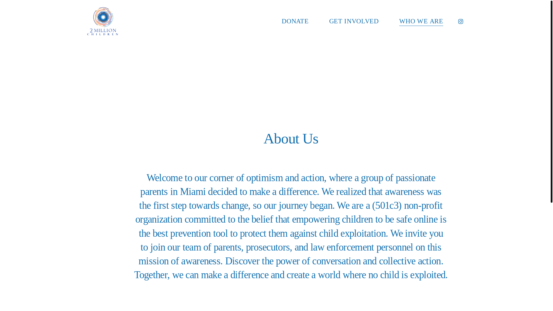website screenshot of https://2millionchildren.online/about