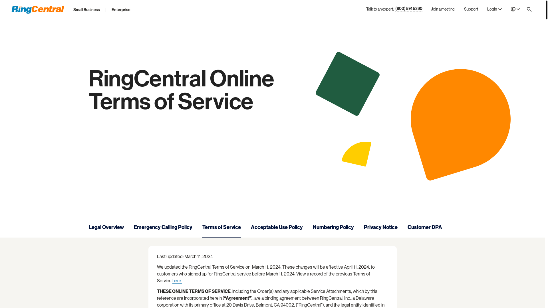 website screenshot of https://www.ringcentral.com/legal/eulatos.html