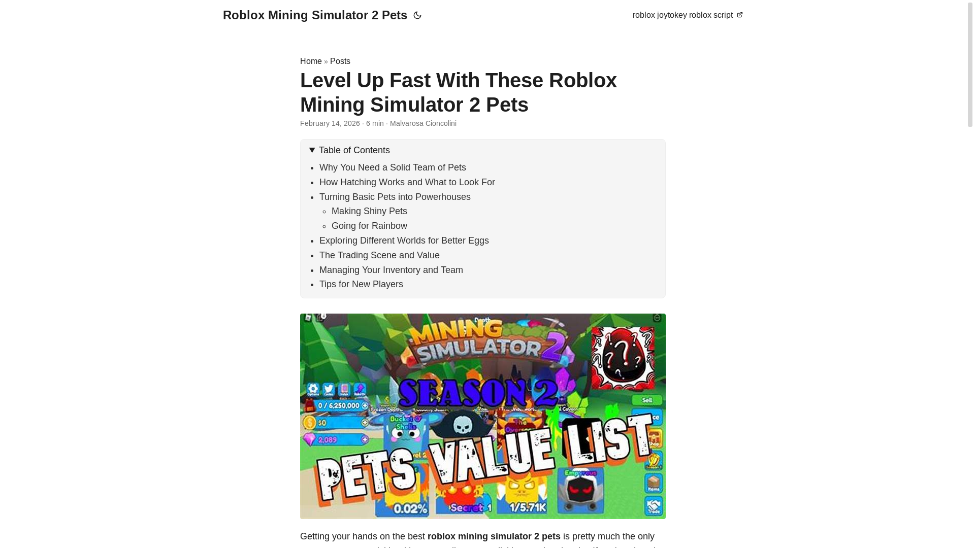 website screenshot of https://roblox-mining-simulator-2-pets.pages.dev/