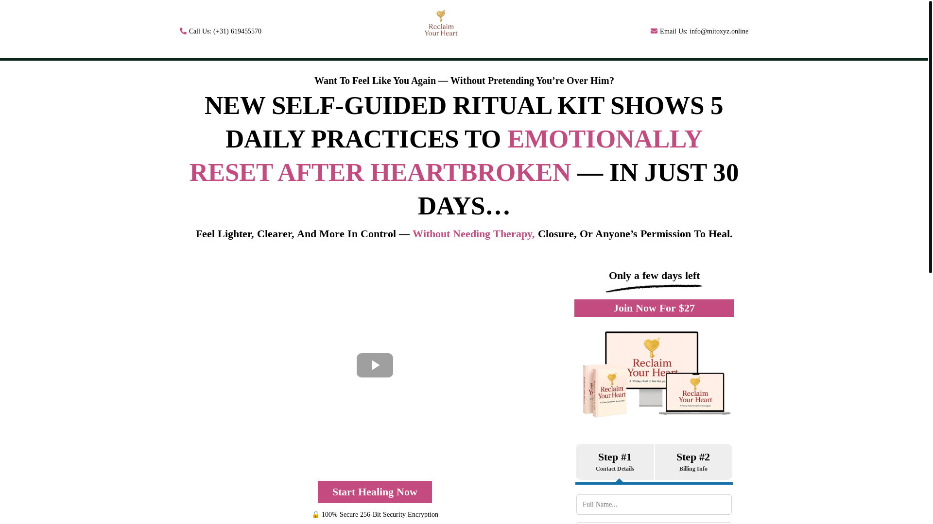website screenshot of https://reclaimyourheart.online/