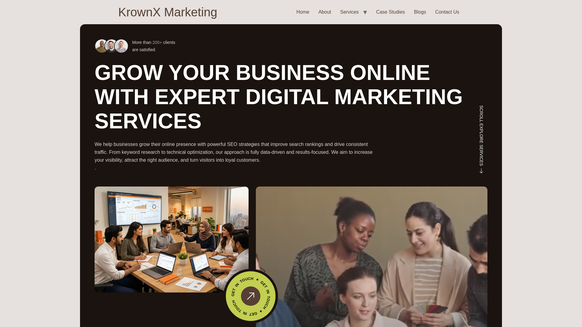 website screenshot of https://krownxmarketing.com