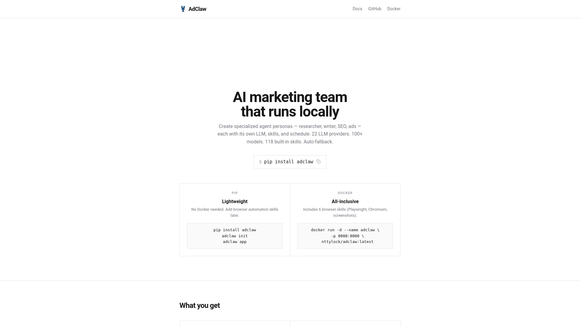 website screenshot of https://adclaw.pages.dev/