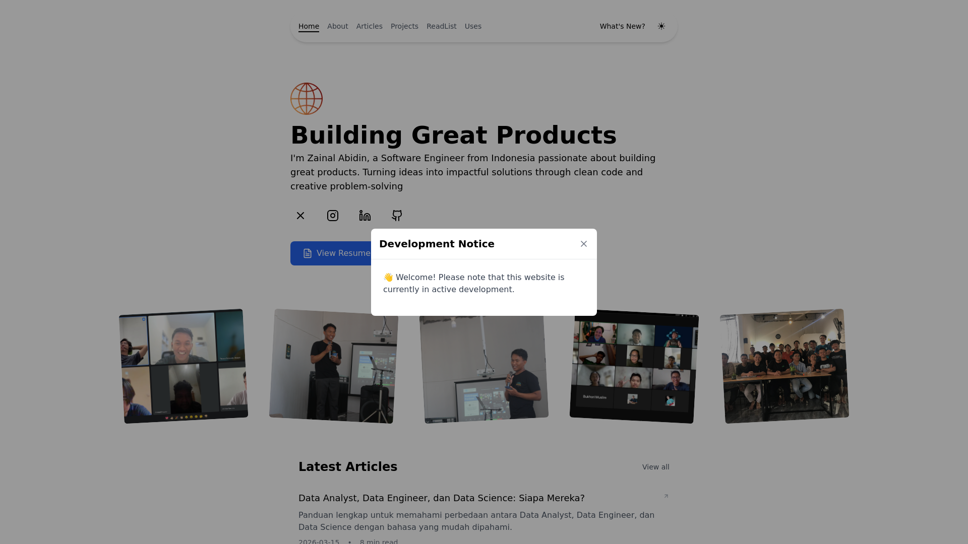 website screenshot of https://ditazain-site.pages.dev/