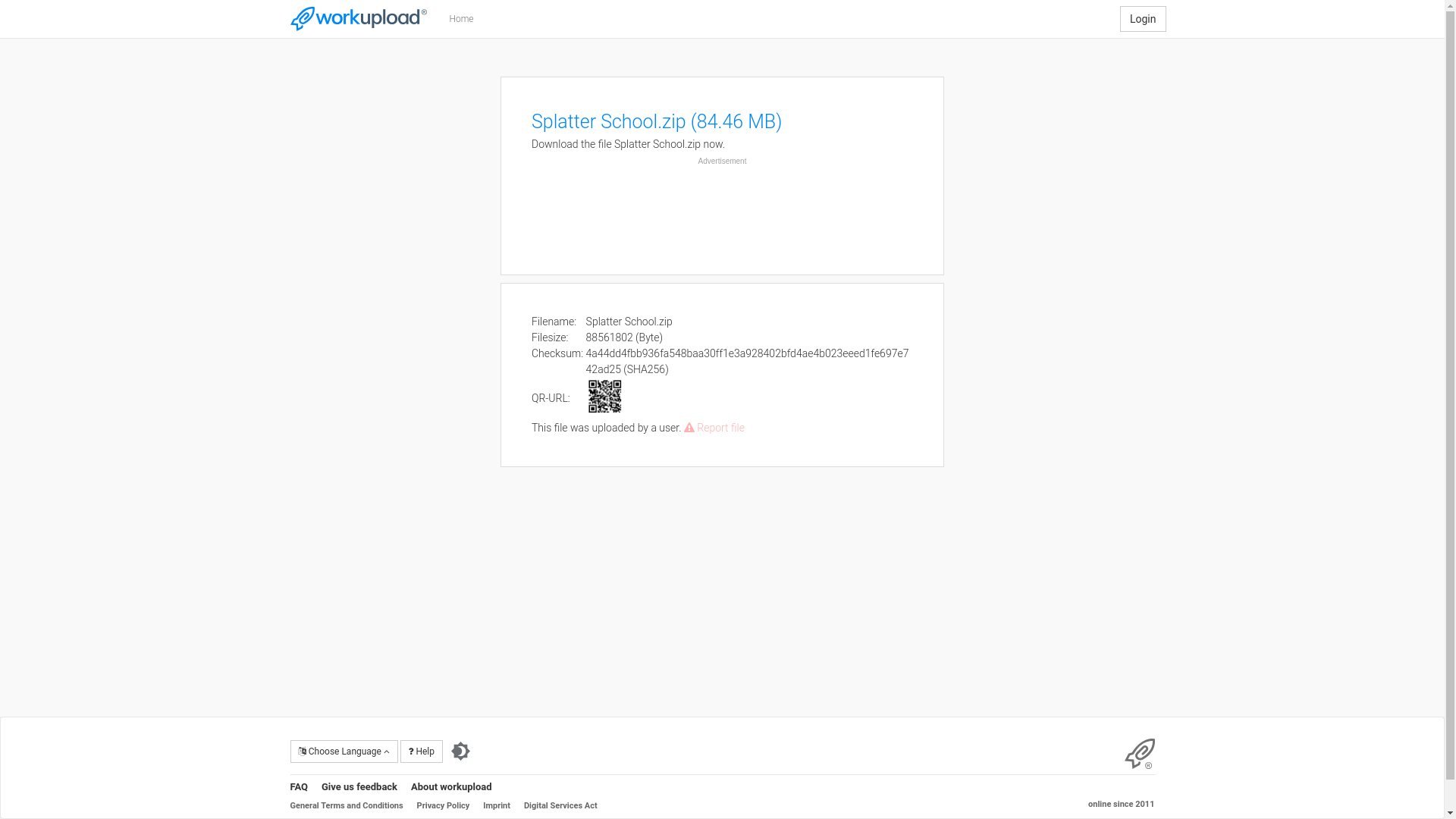 website screenshot of https://workupload.com/file/fcmaUMNQUGX