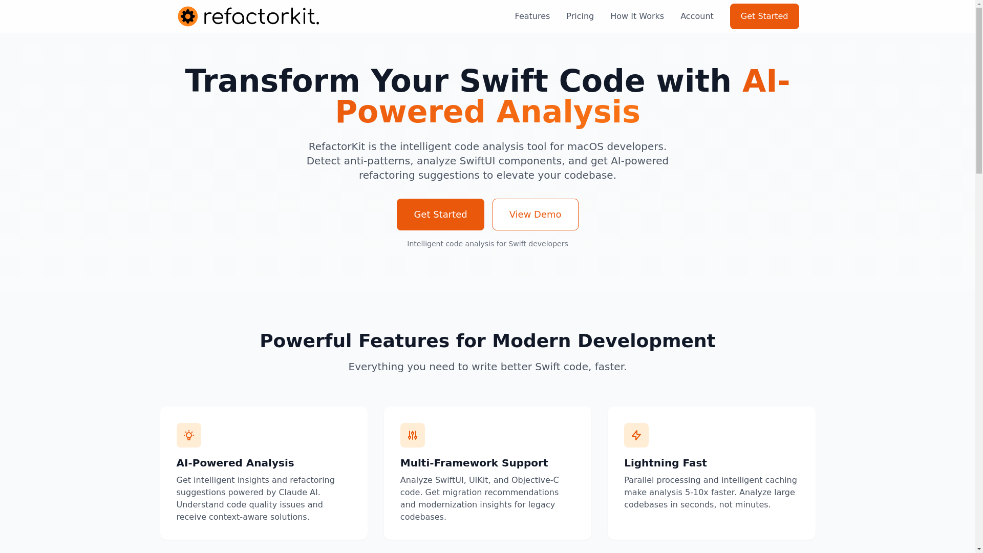 website screenshot of https://refactorkit-web.pages.dev/