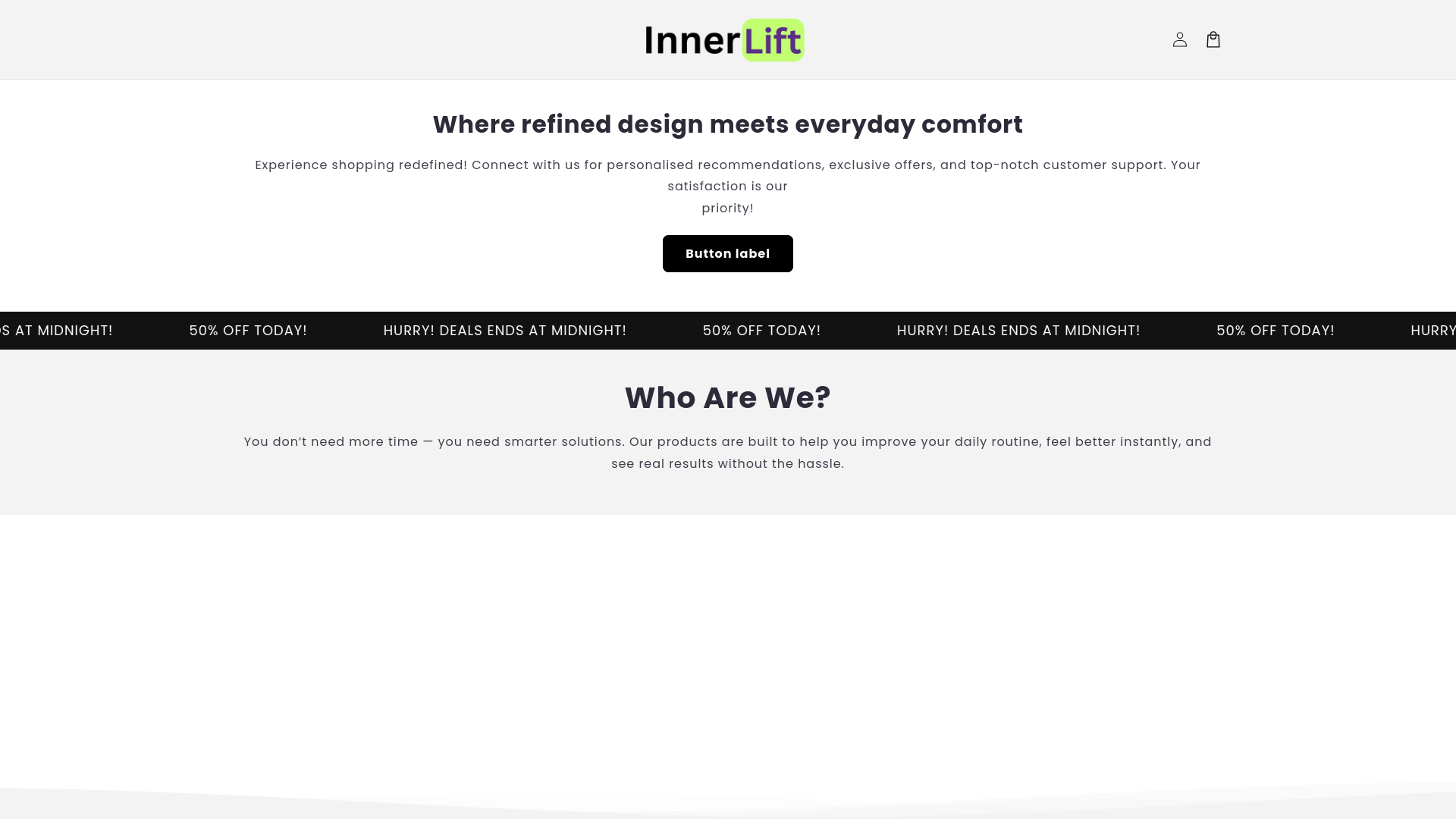 website screenshot of https://innerlift.shop/