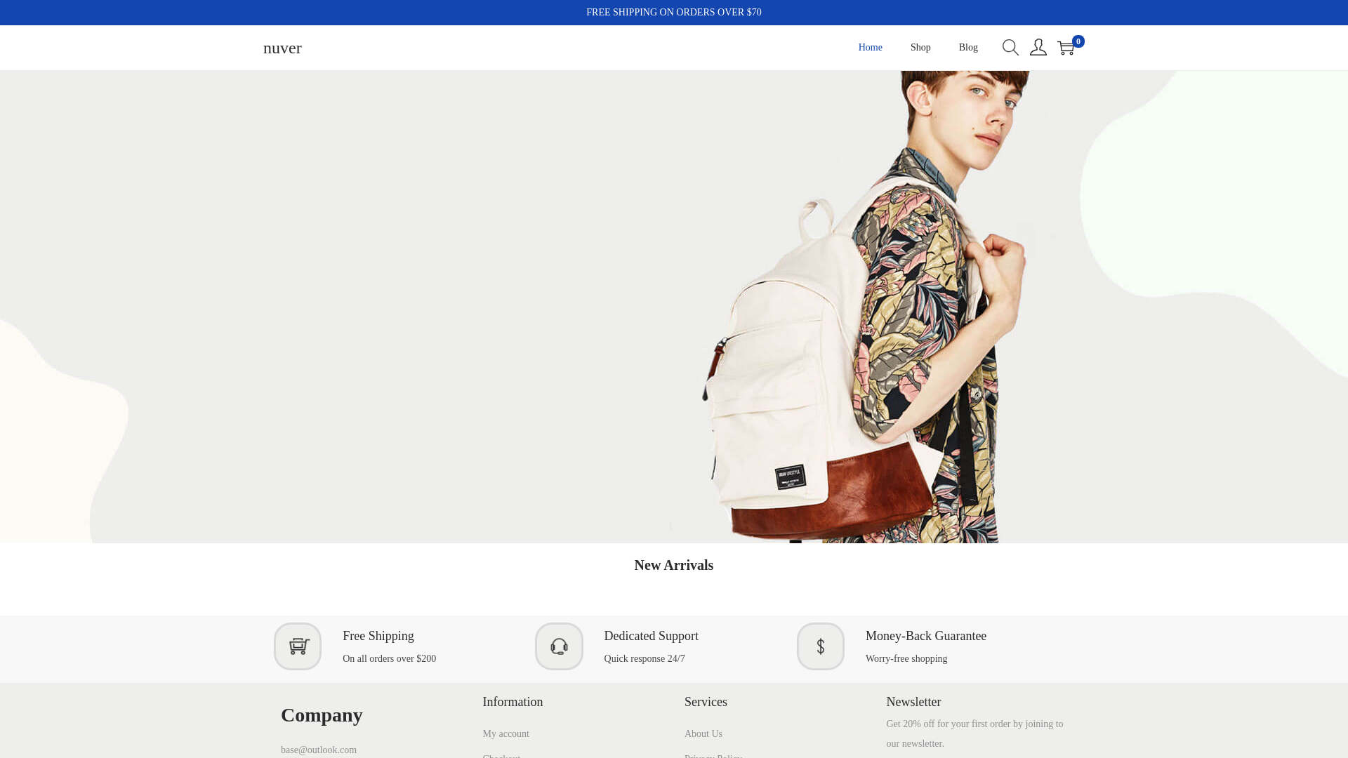 website screenshot of https://nuver.store/