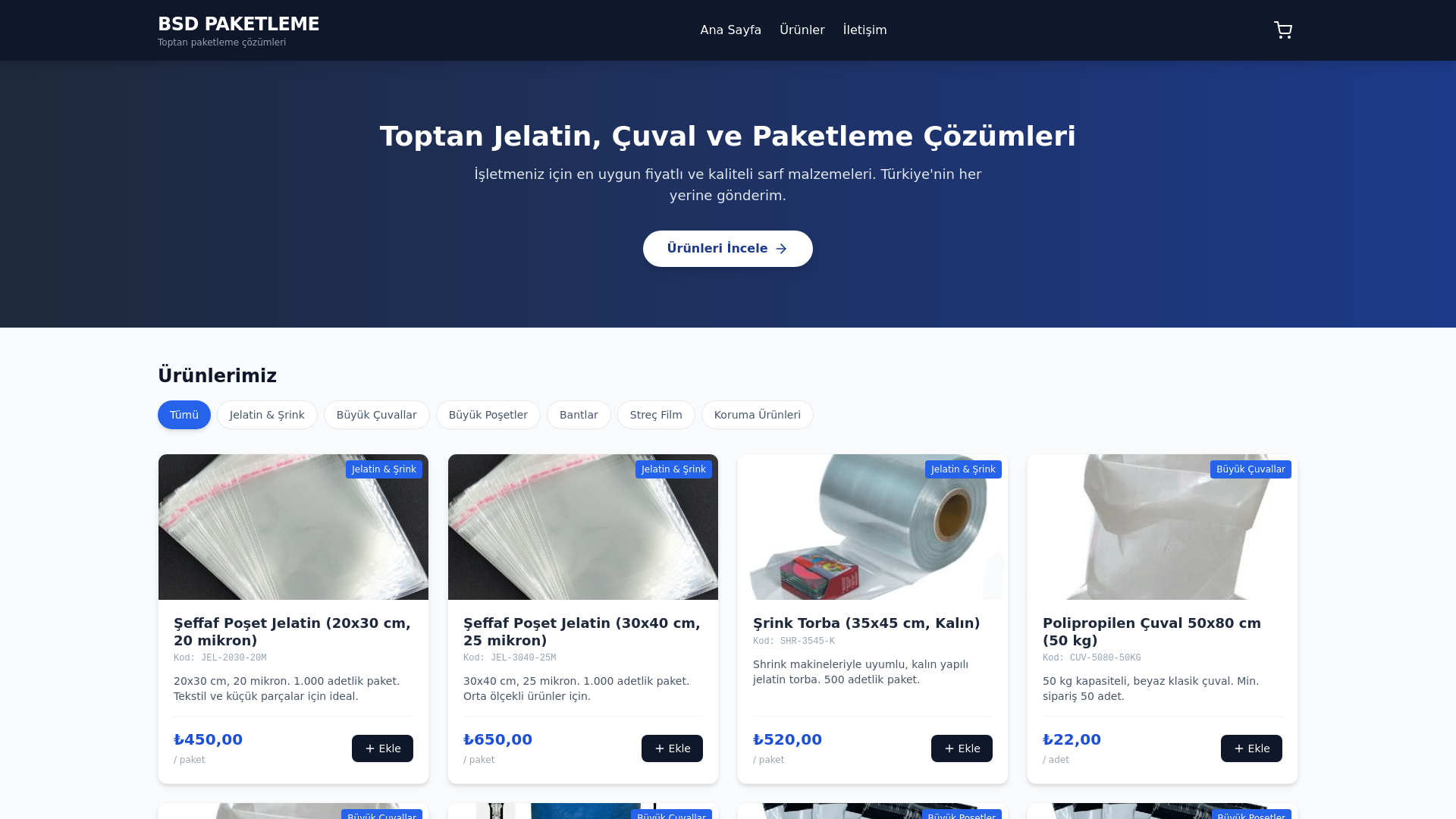 website screenshot of https://bsd-ambalaj.com/