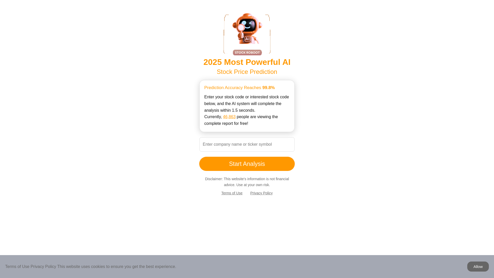 website screenshot of https://usaistock.us/