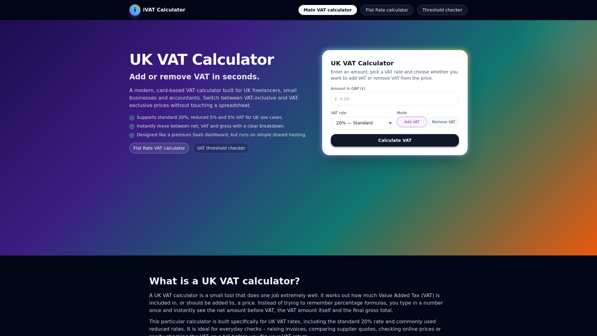 website screenshot of https://ivatcalculator.co.uk/
