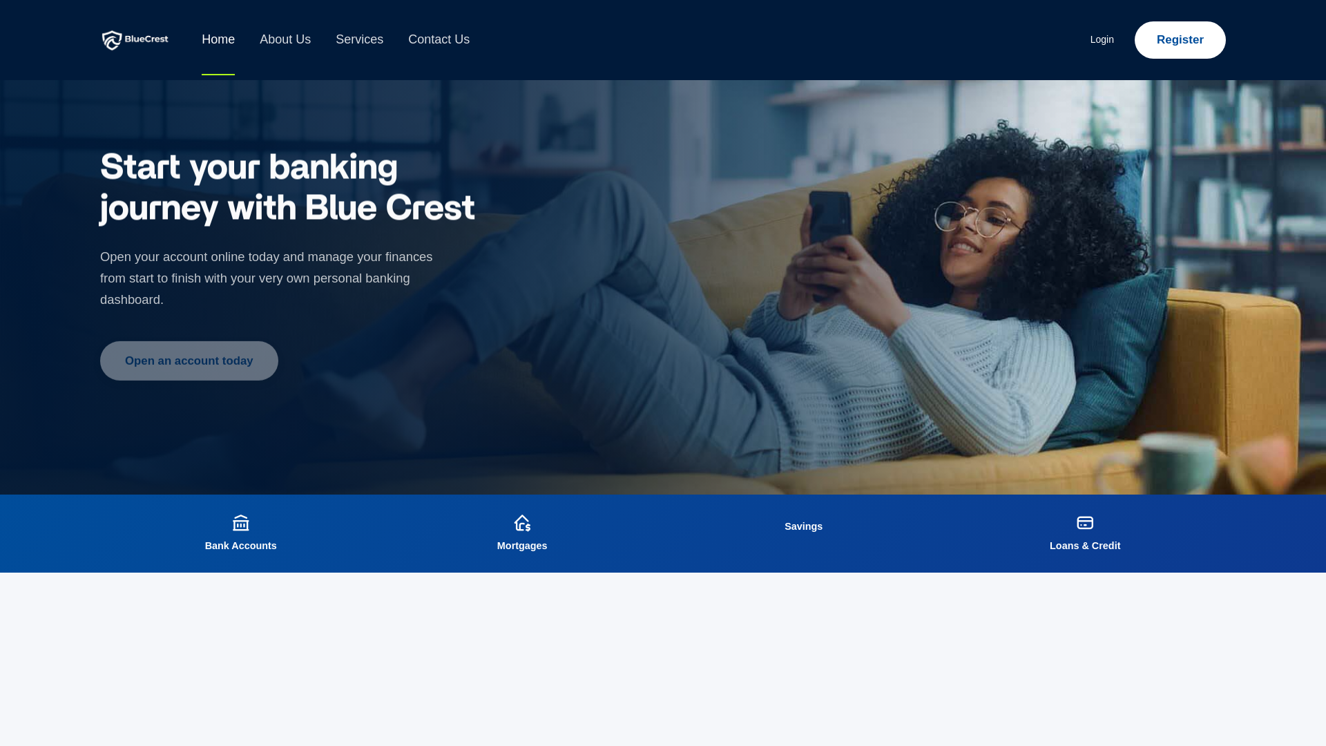 website screenshot of https://bluecresfinance.com