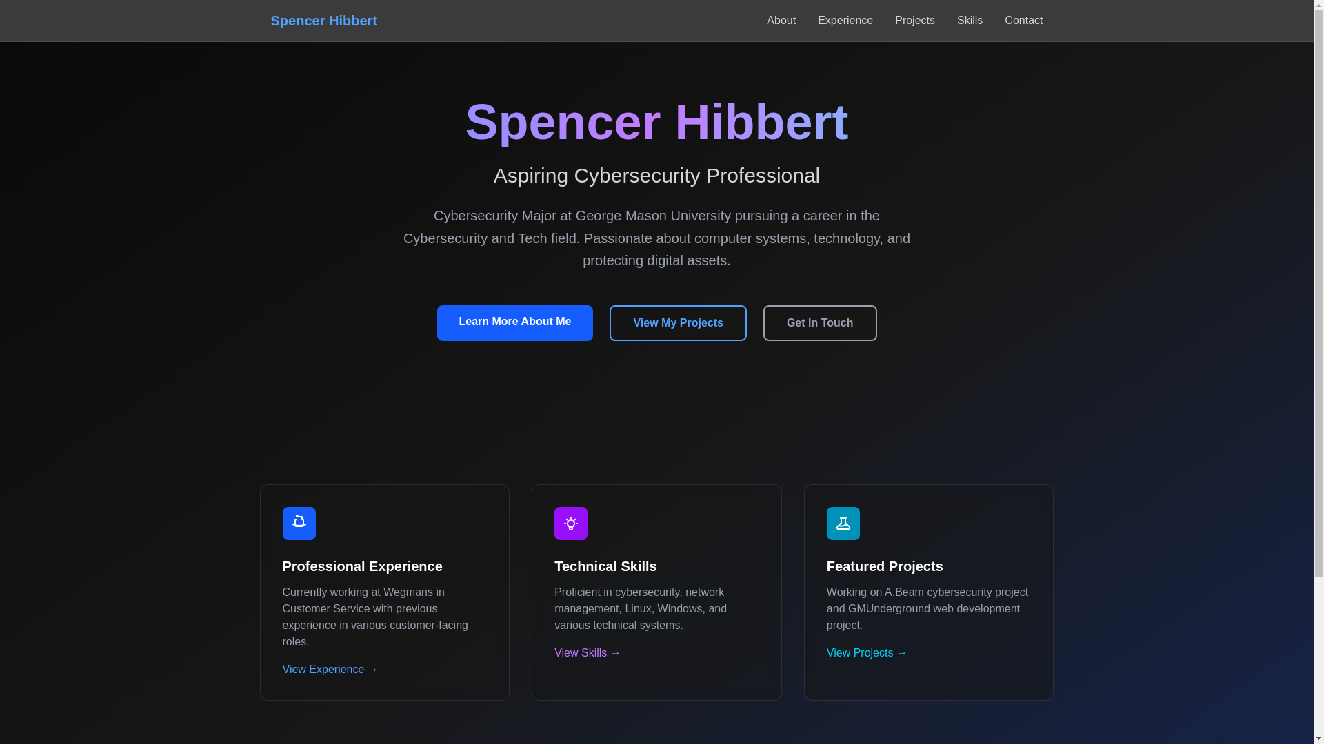 website screenshot of https://spencerhibbert.com/