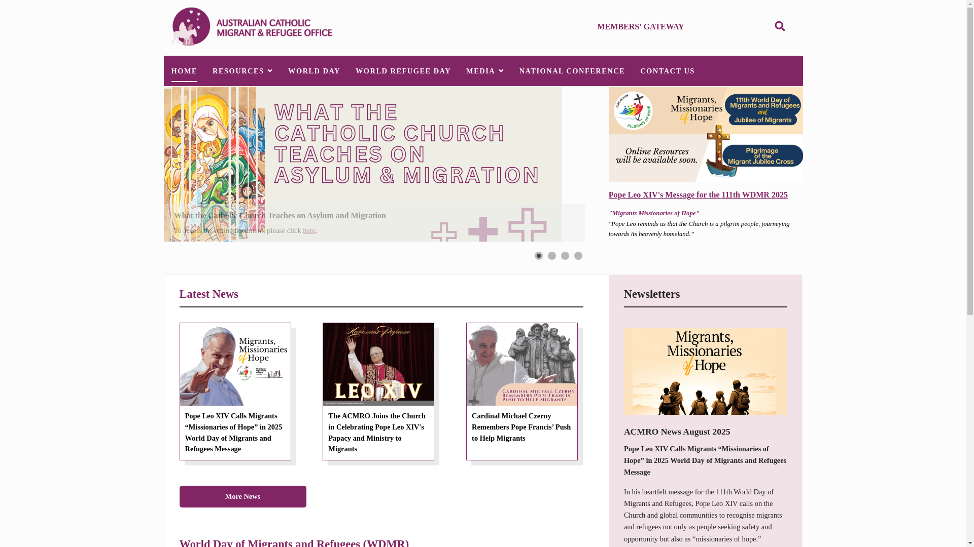 website screenshot of https://acmro.catholic.org.au/
