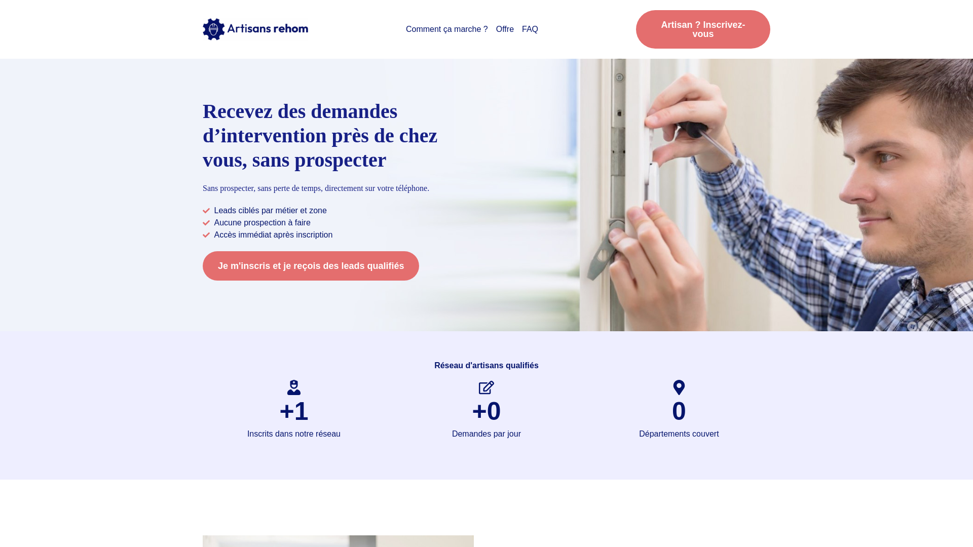 website screenshot of https://artisans-rehom.fr