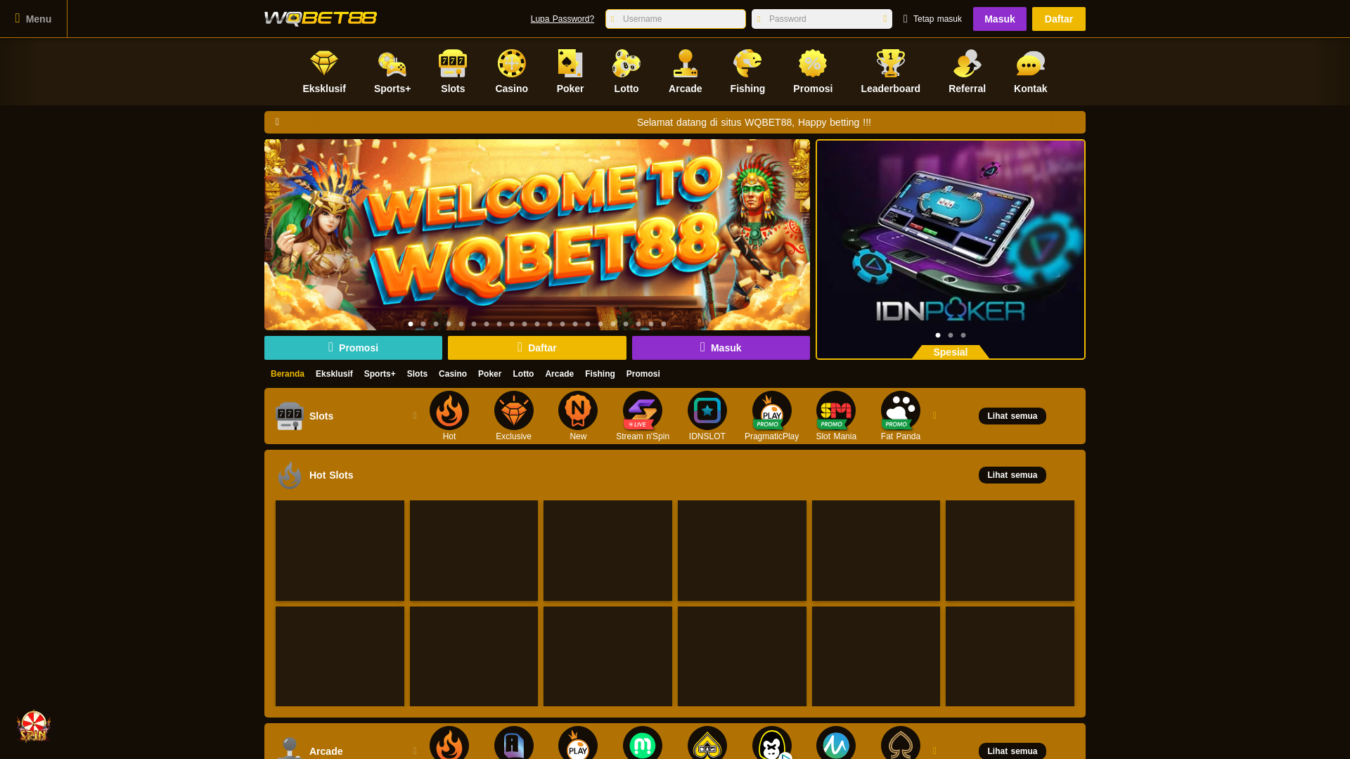 website screenshot of https://wqbet88dihati.com/