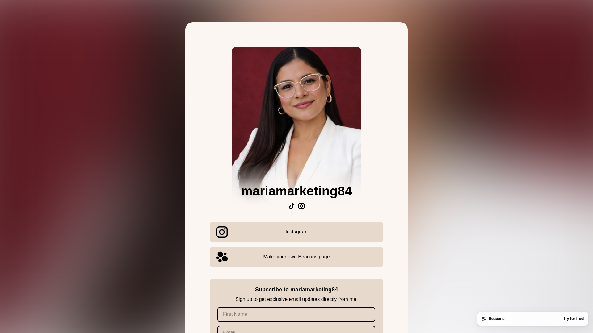 website screenshot of https://mariamarketing84.com/