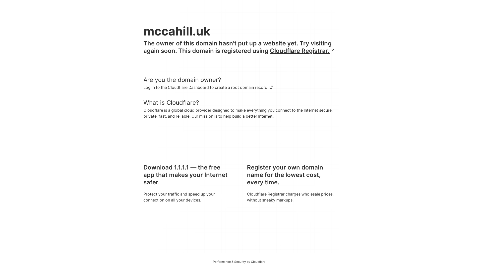 website screenshot of https://mccahill.uk/
