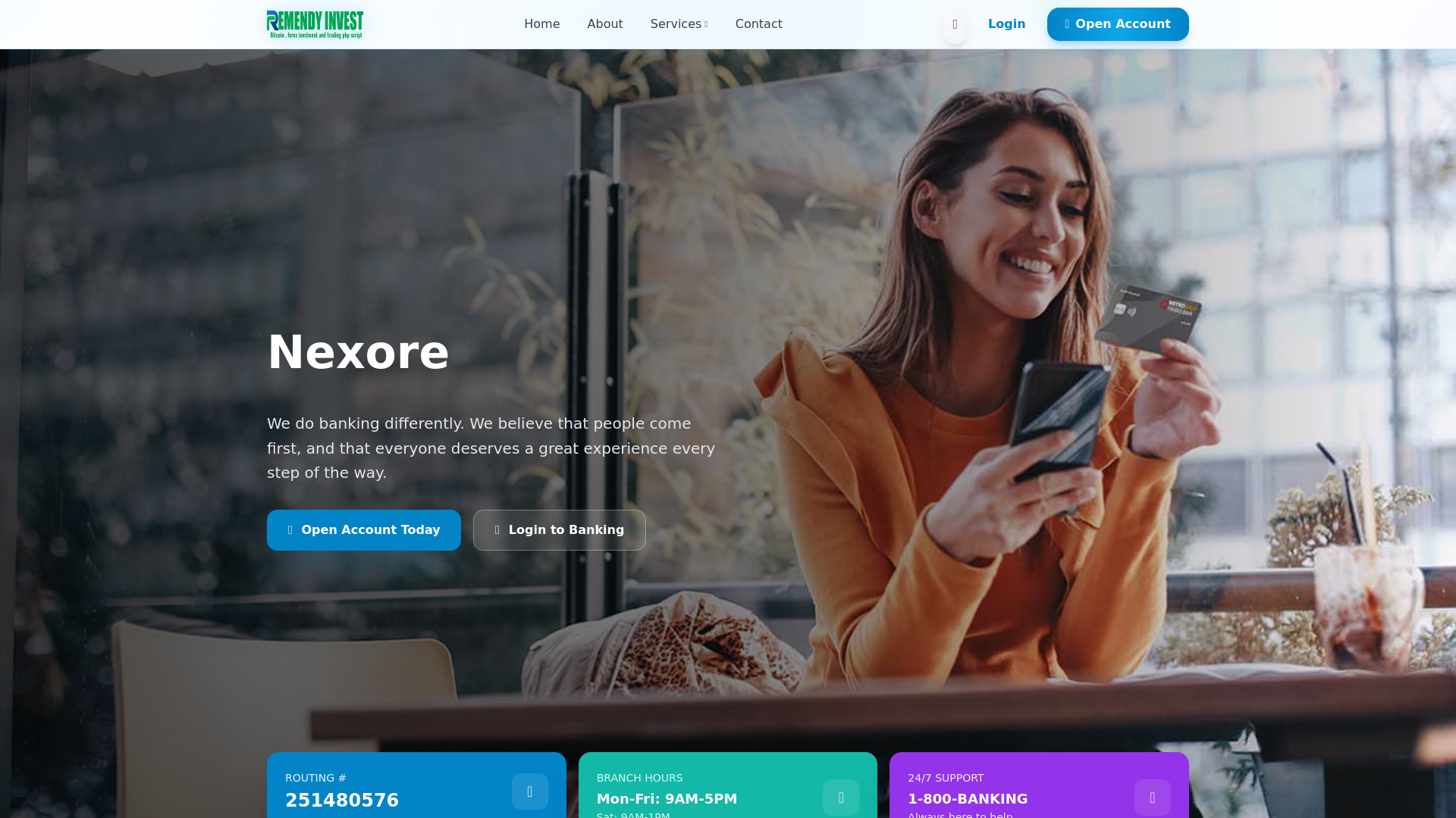 website screenshot of https://nexore.online