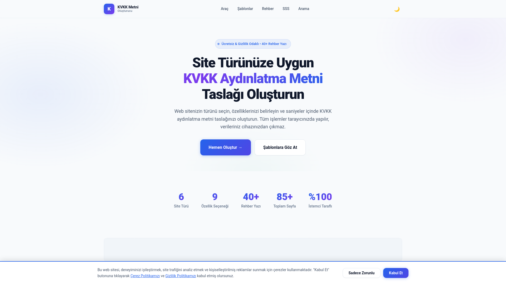 website screenshot of https://kvkkolustur.com.tr
