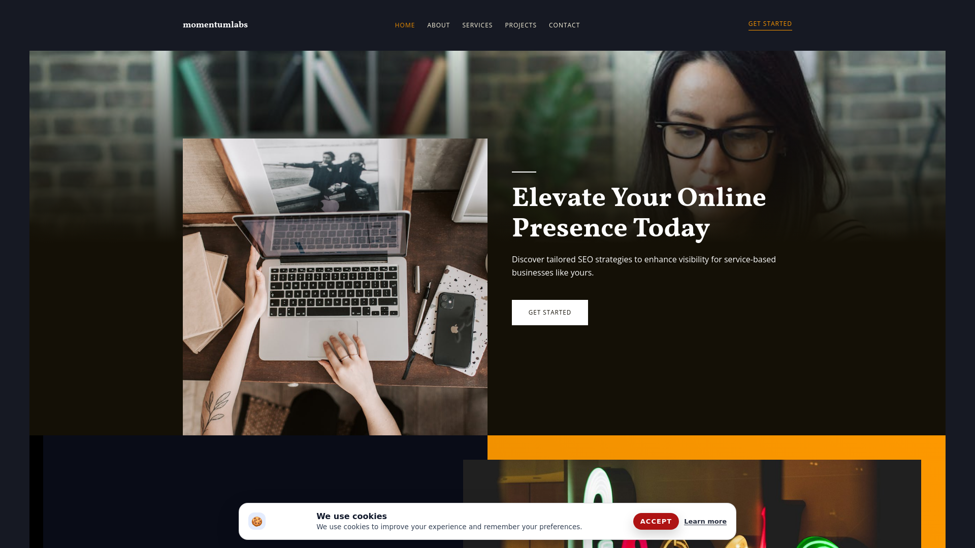website screenshot of https://momentumlabs.life/