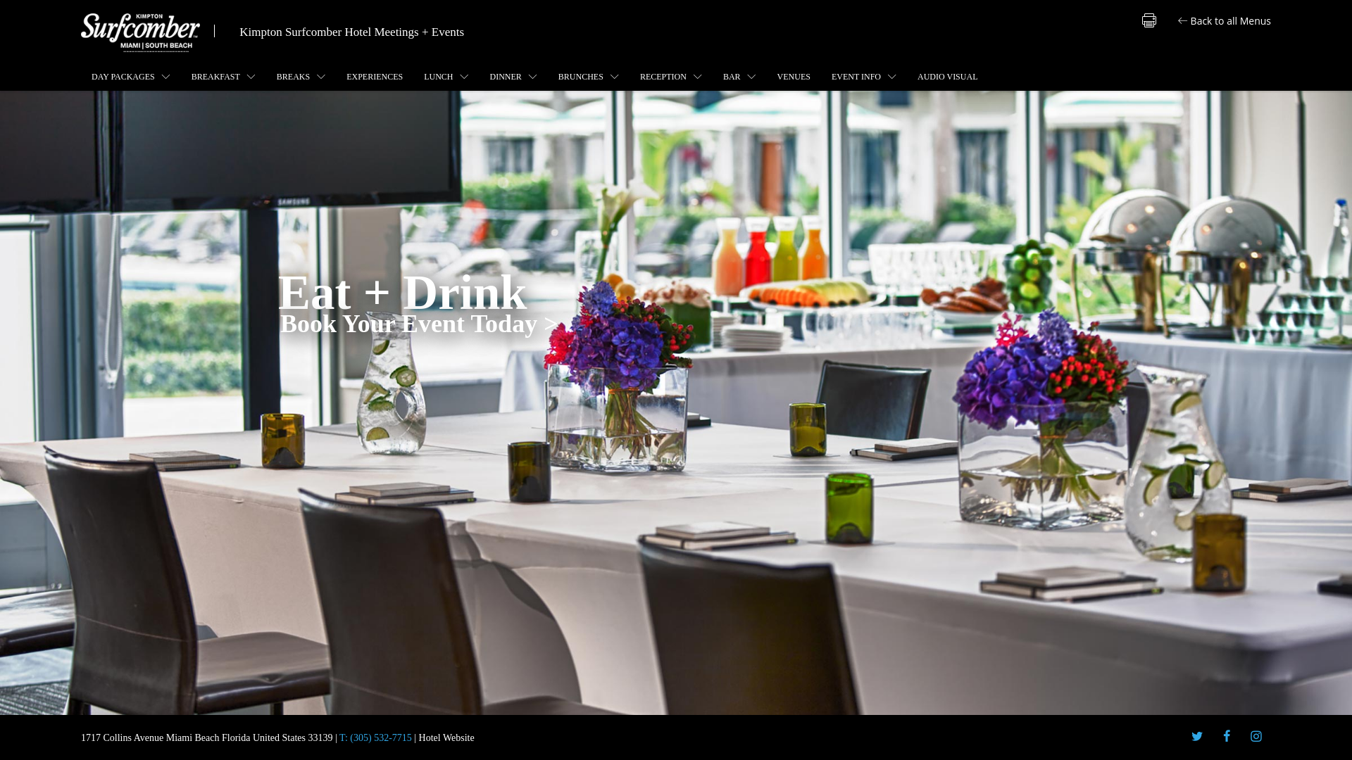 website screenshot of https://kimptonsurfcomberhotelmeetings.menusaccess.com/