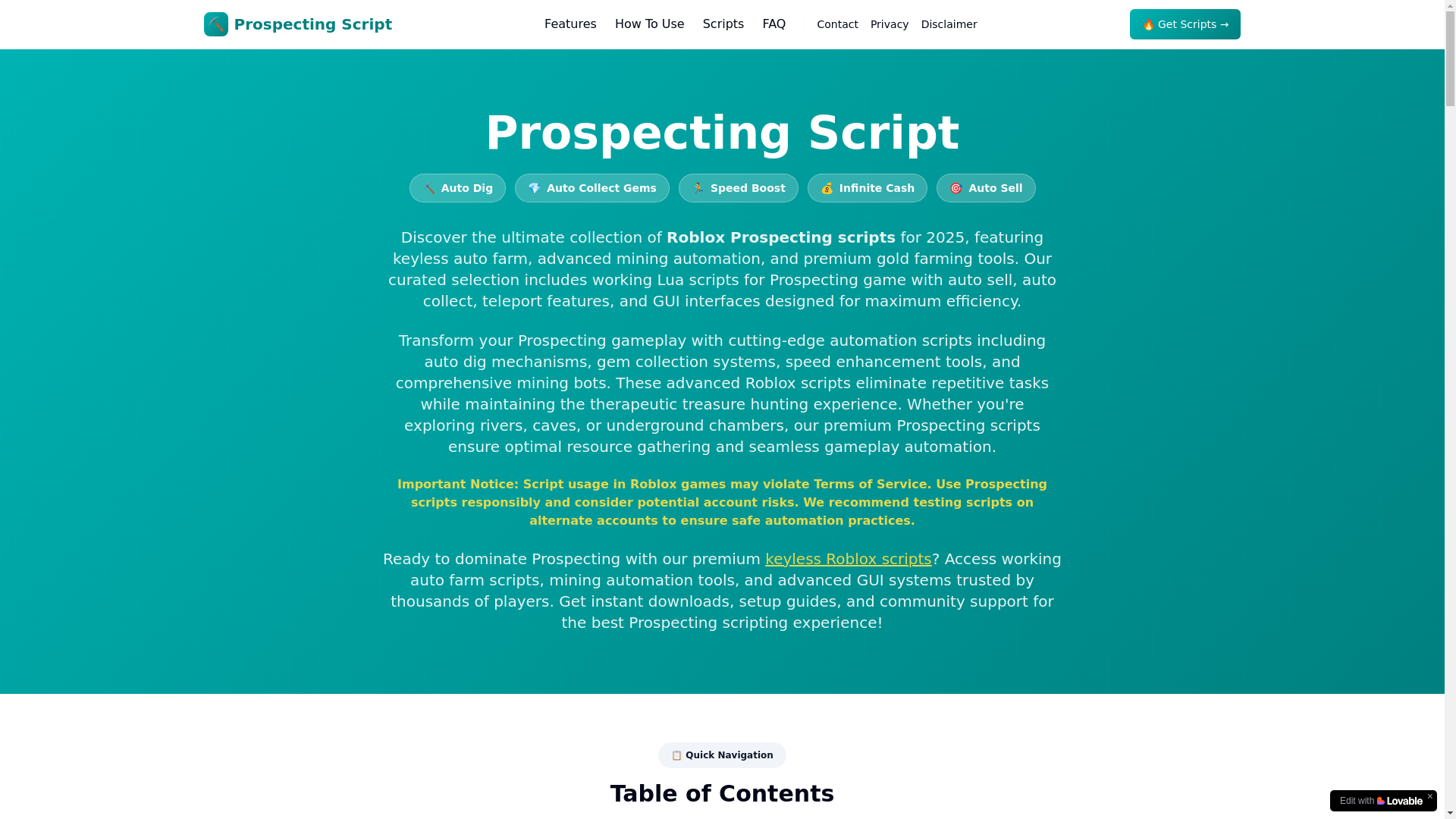 website screenshot of https://prospectingscript.dev/