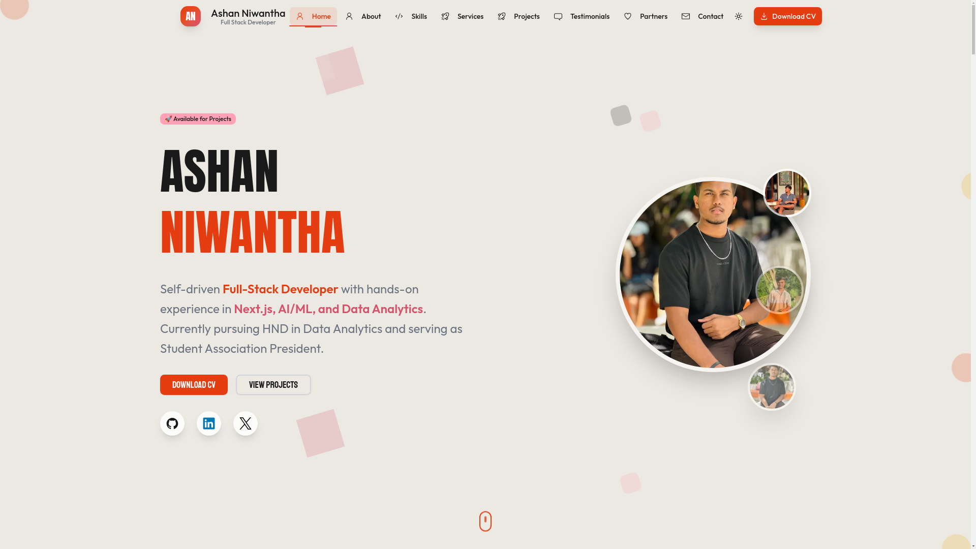 website screenshot of https://ashanniwantha.me/