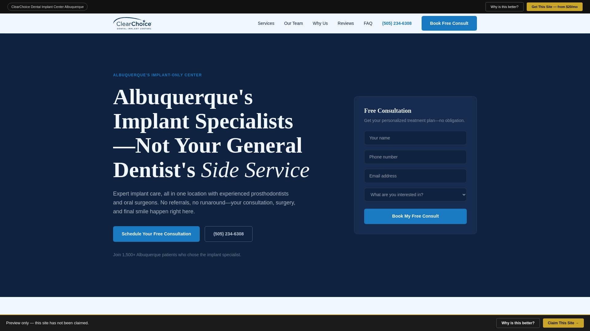 website screenshot of https://freshfacing-clearchoice.pages.dev/