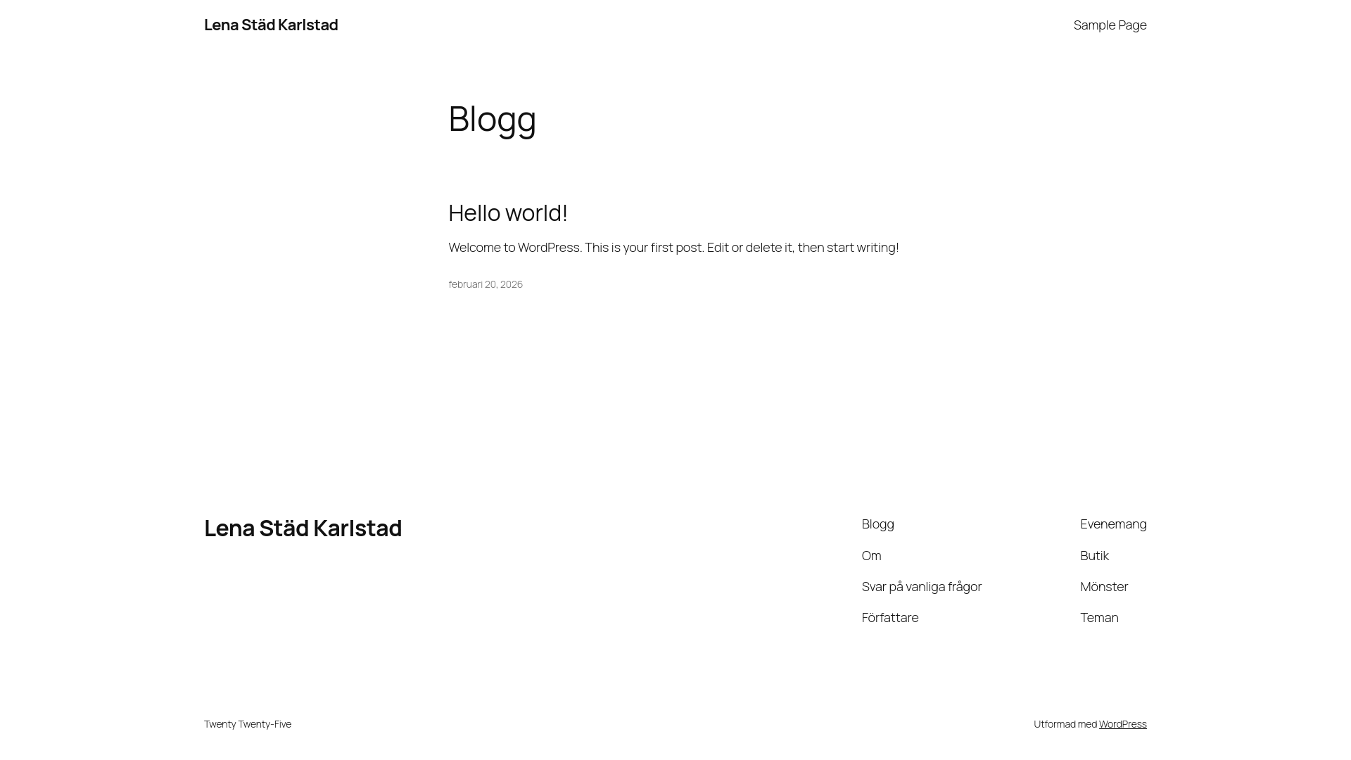 website screenshot of https://lenastad.se/