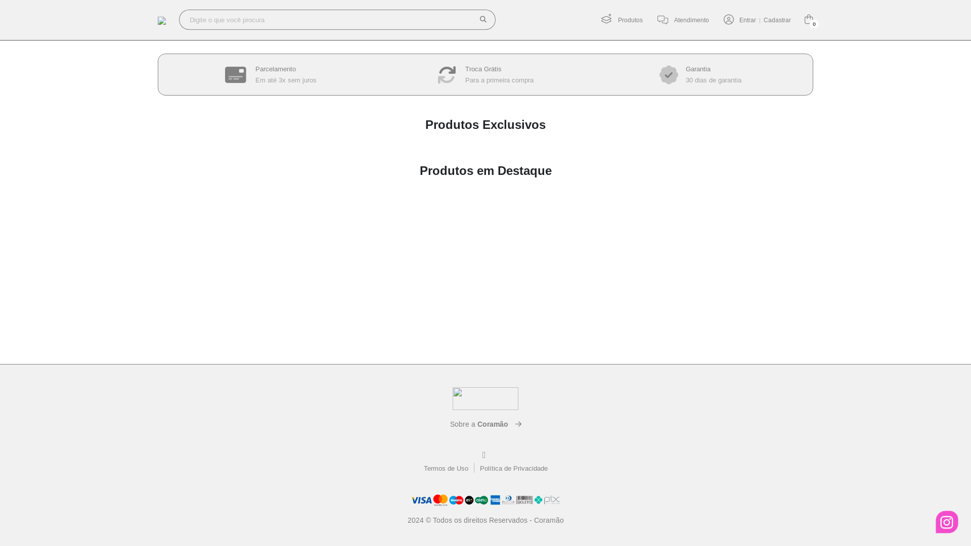 website screenshot of https://coramao.com.br/