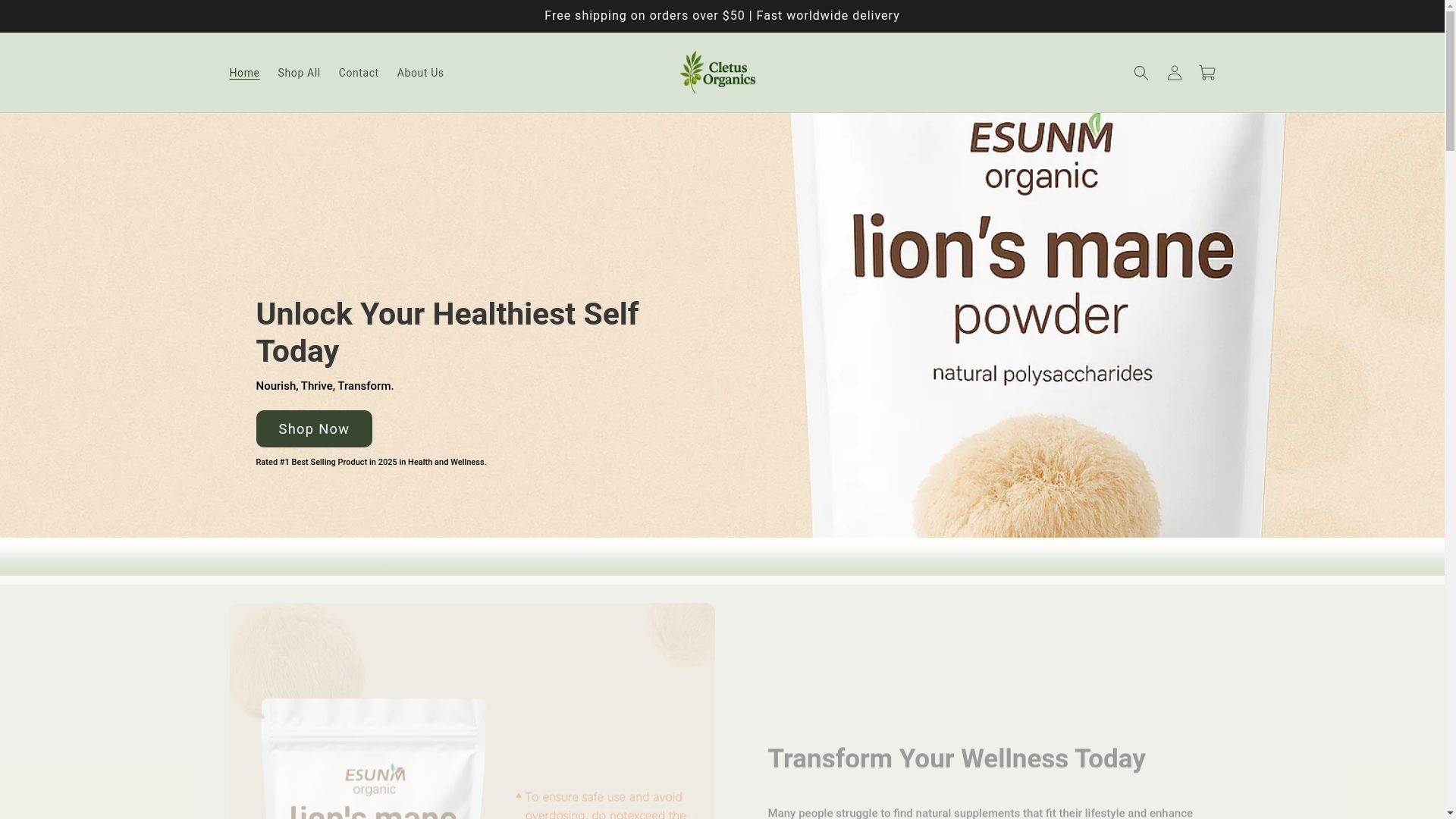 website screenshot of https://cletusorganics.store/