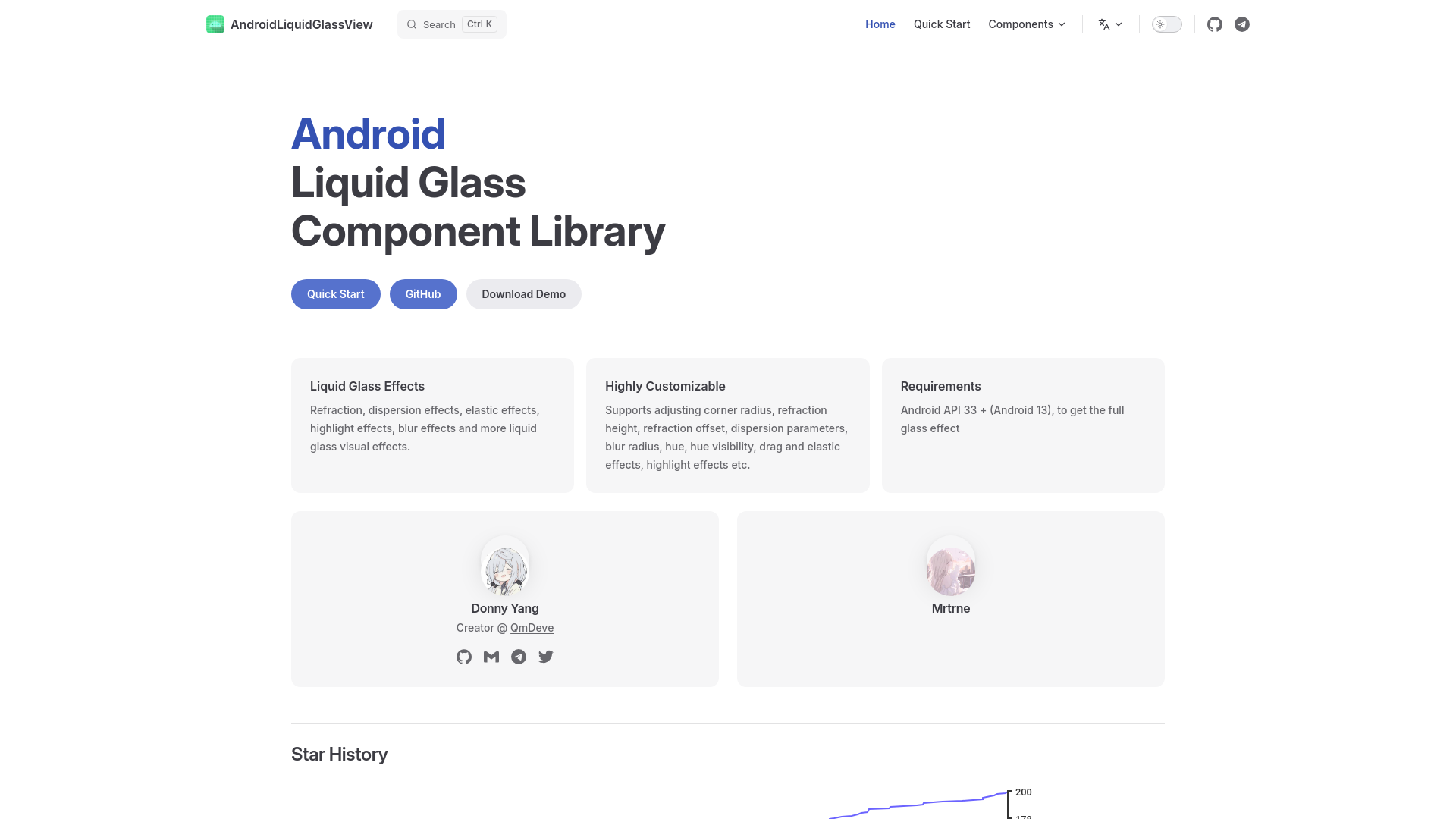 website screenshot of https://androidliquidglassview-docs.pages.dev/