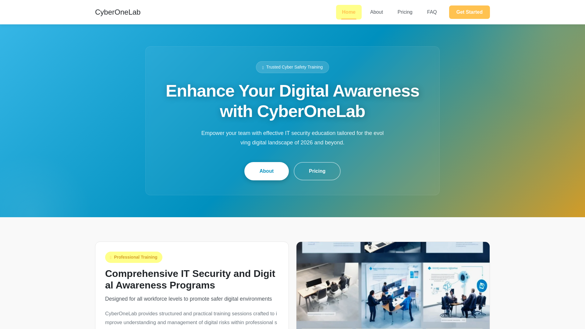 website screenshot of https://cyberonelab.pro/