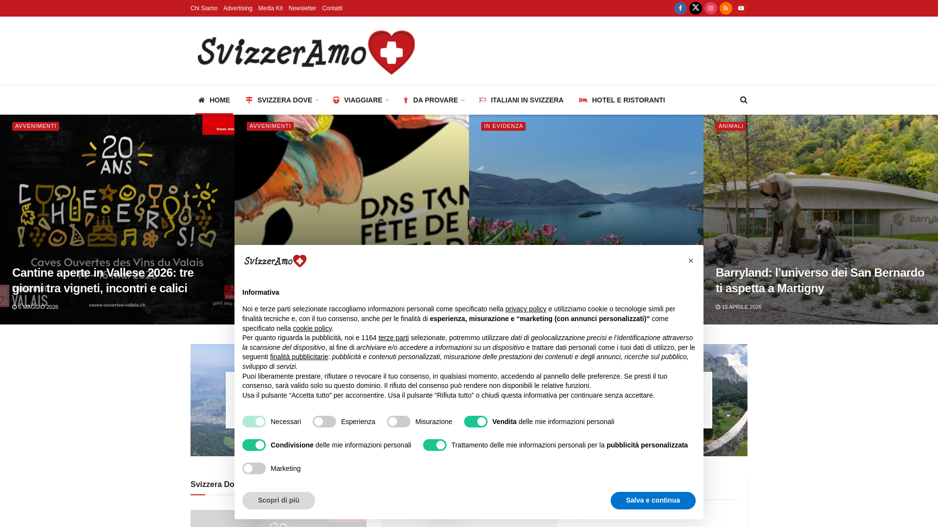 website screenshot of https://svizzeramo.it