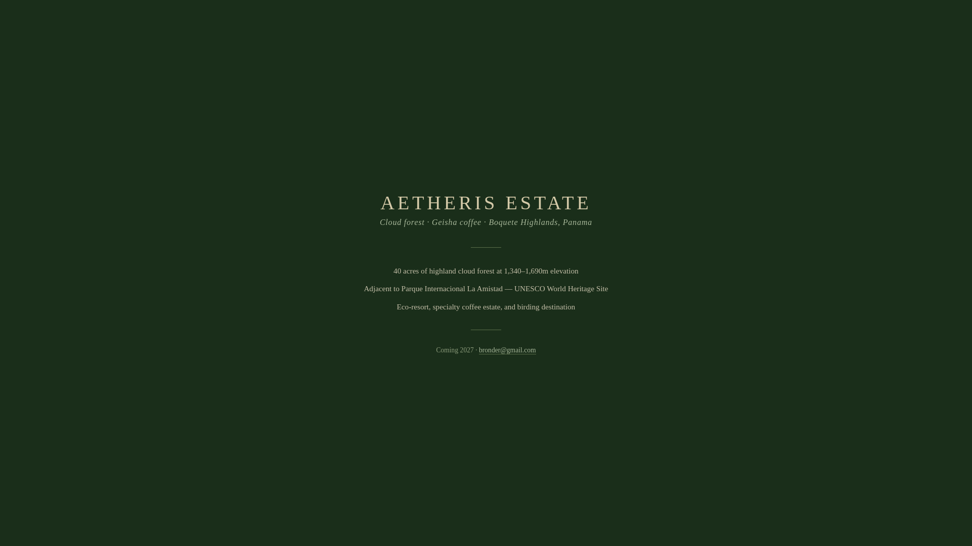 website screenshot of https://aetherisestate.com/