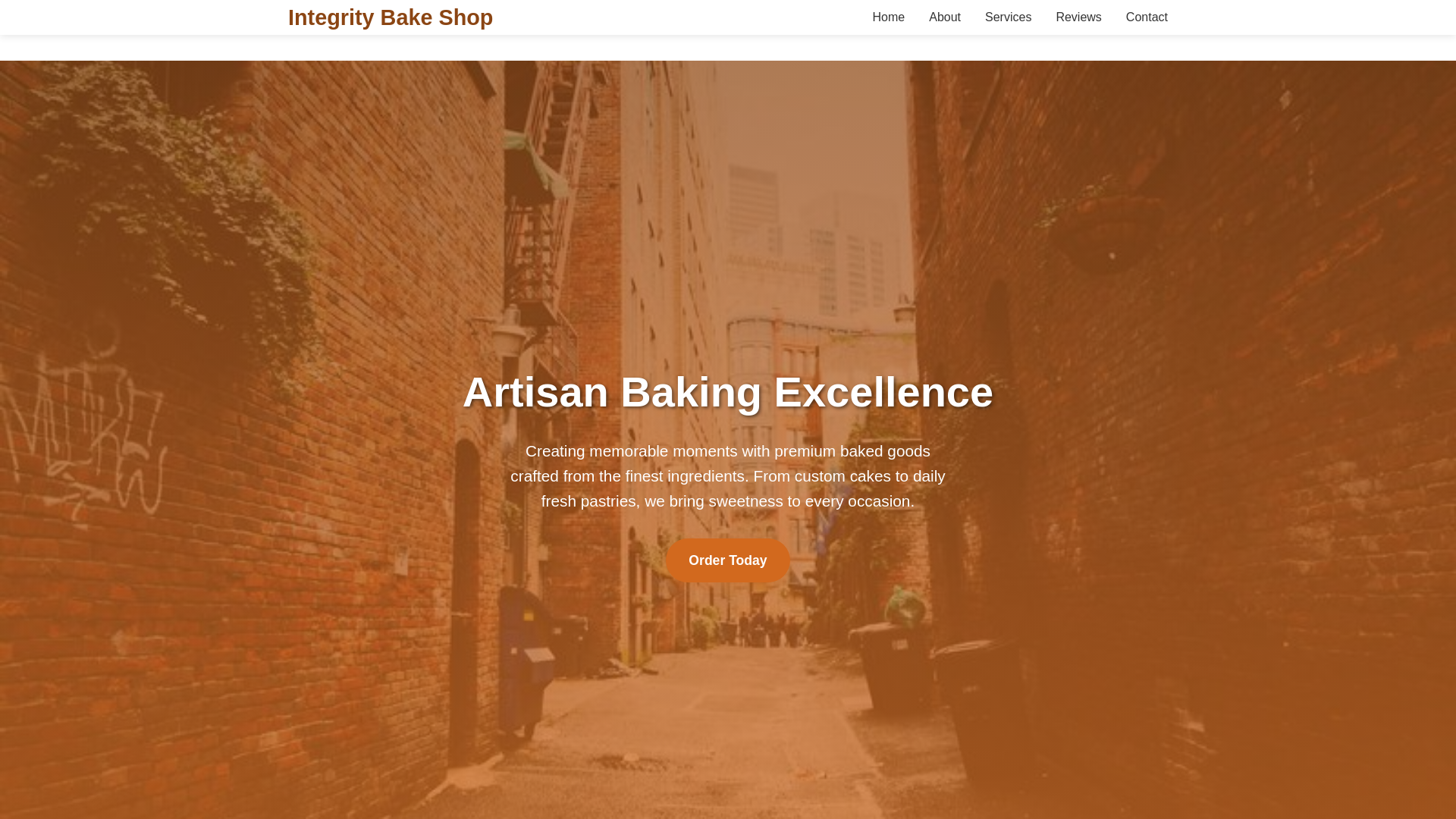 website screenshot of https://integritybakeshop.xyz/