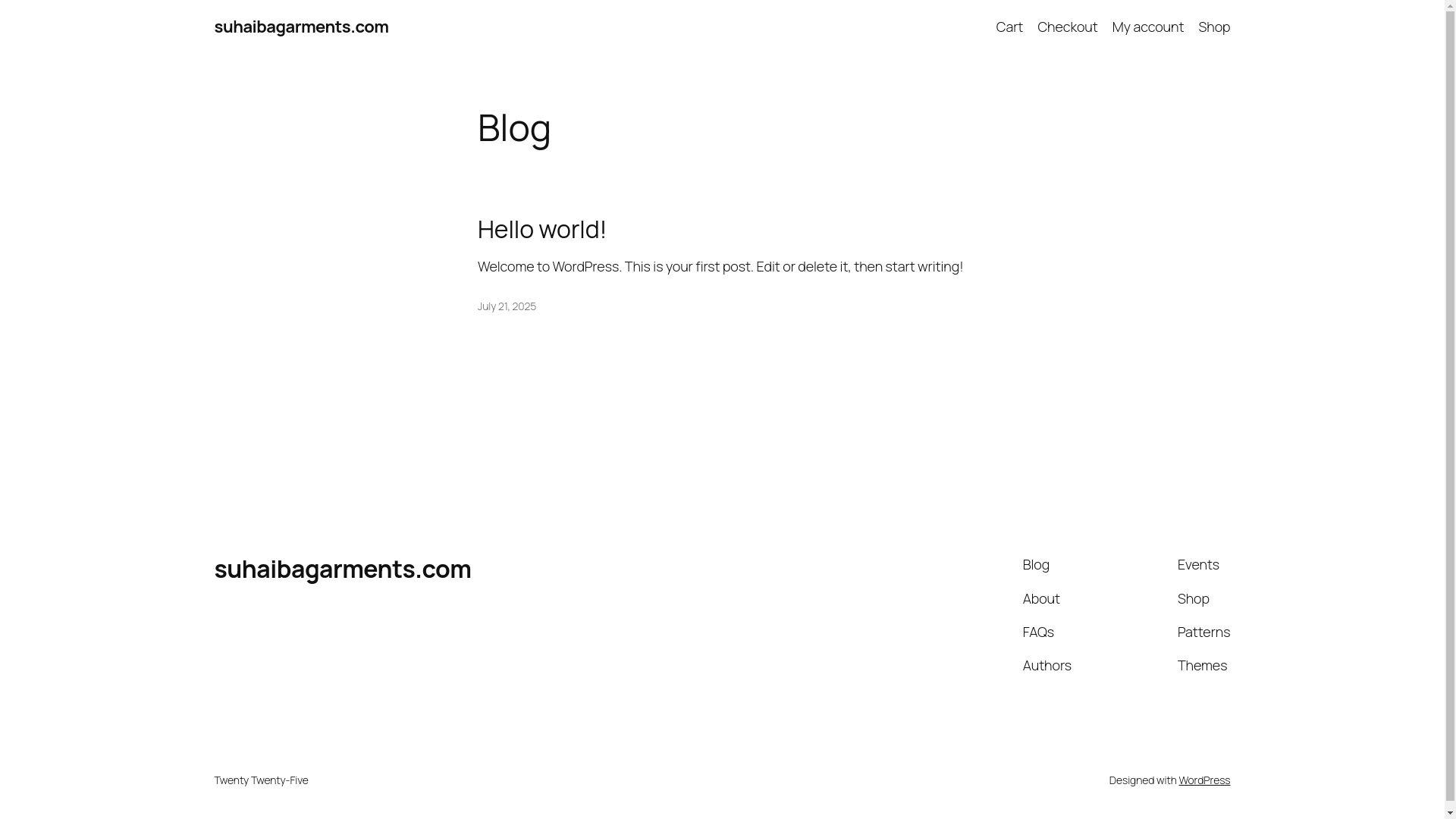 website screenshot of https://suhaibagarments.com/