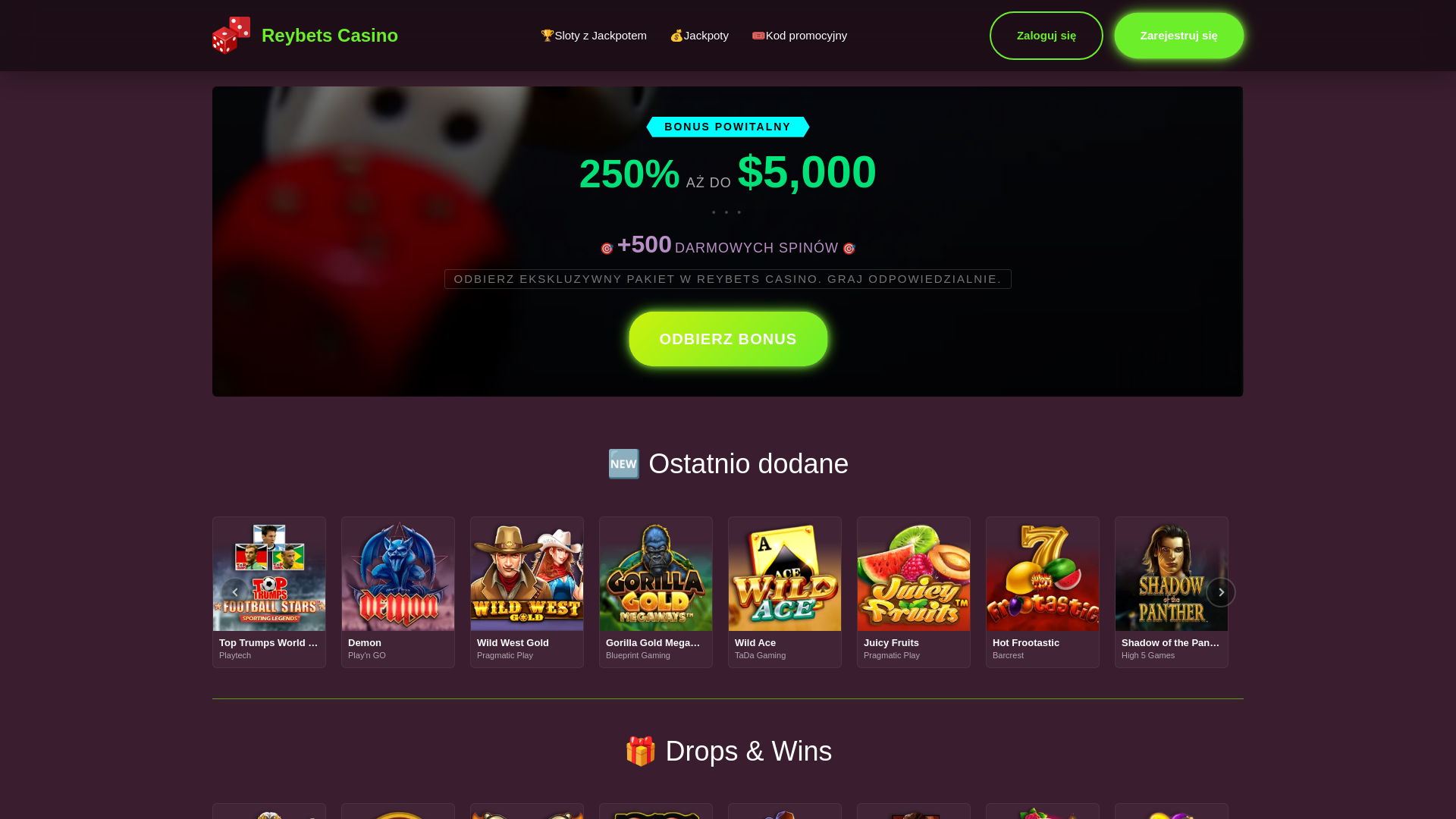 website screenshot of https://reybets.pl