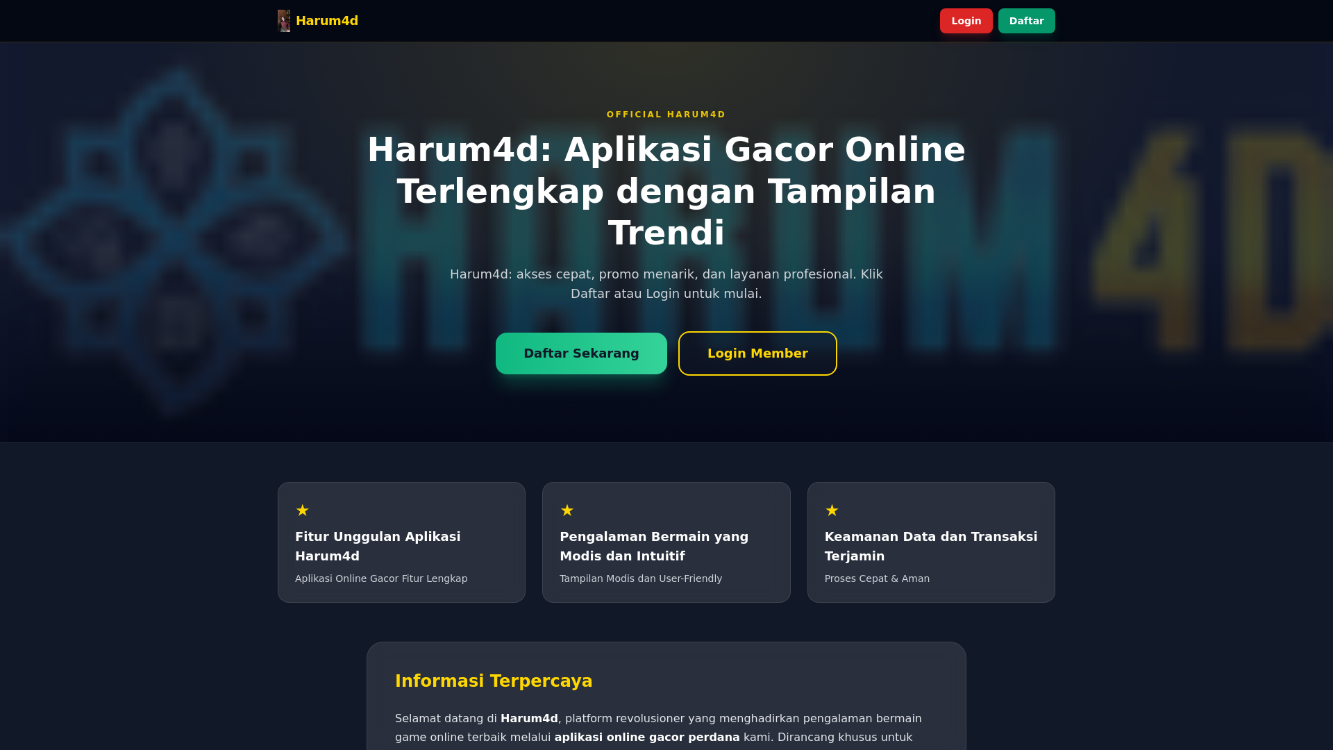 website screenshot of https://harum4d-aplikasi-gacor.pages.dev/