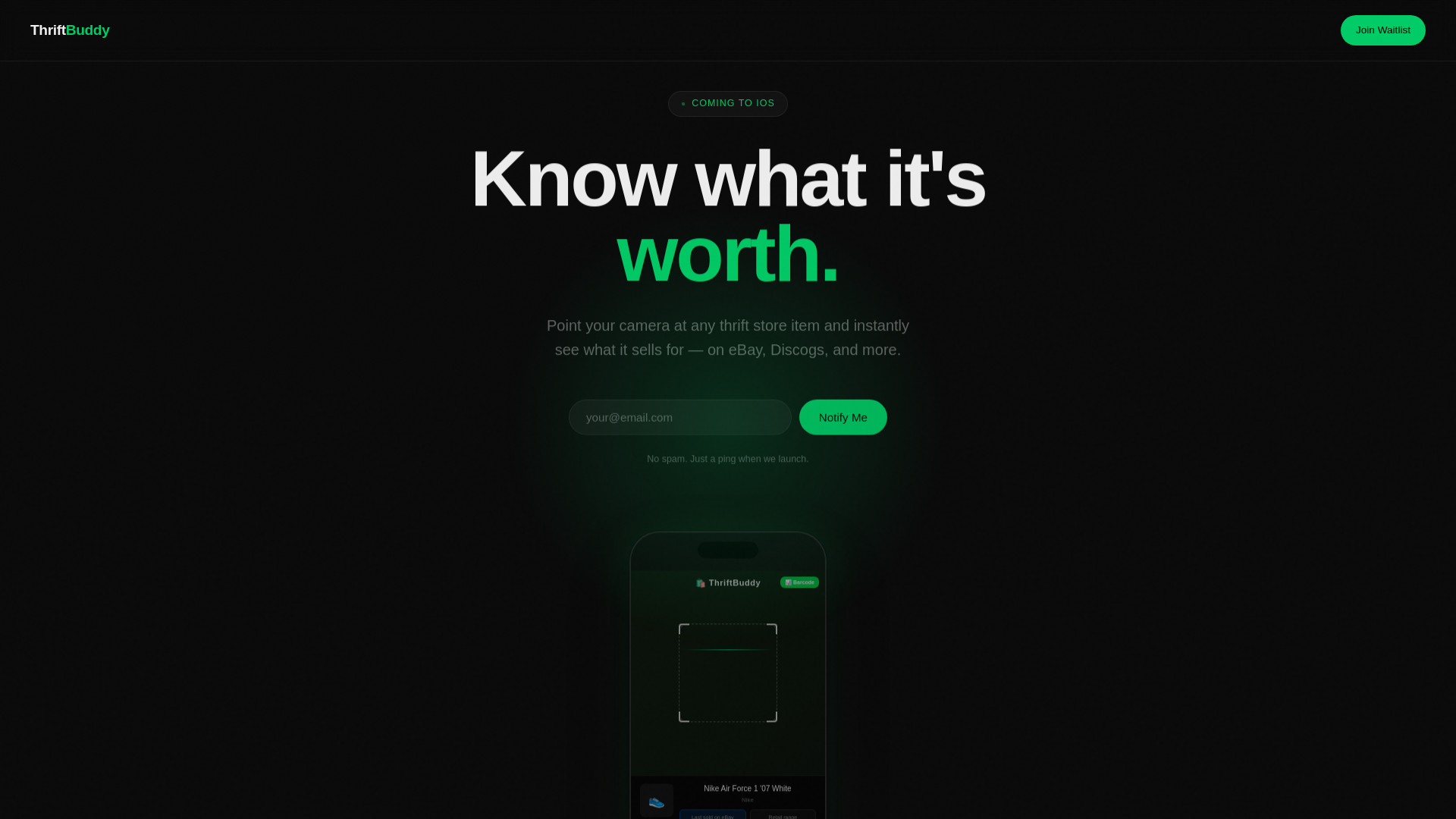 website screenshot of https://getthriftbuddy.com/