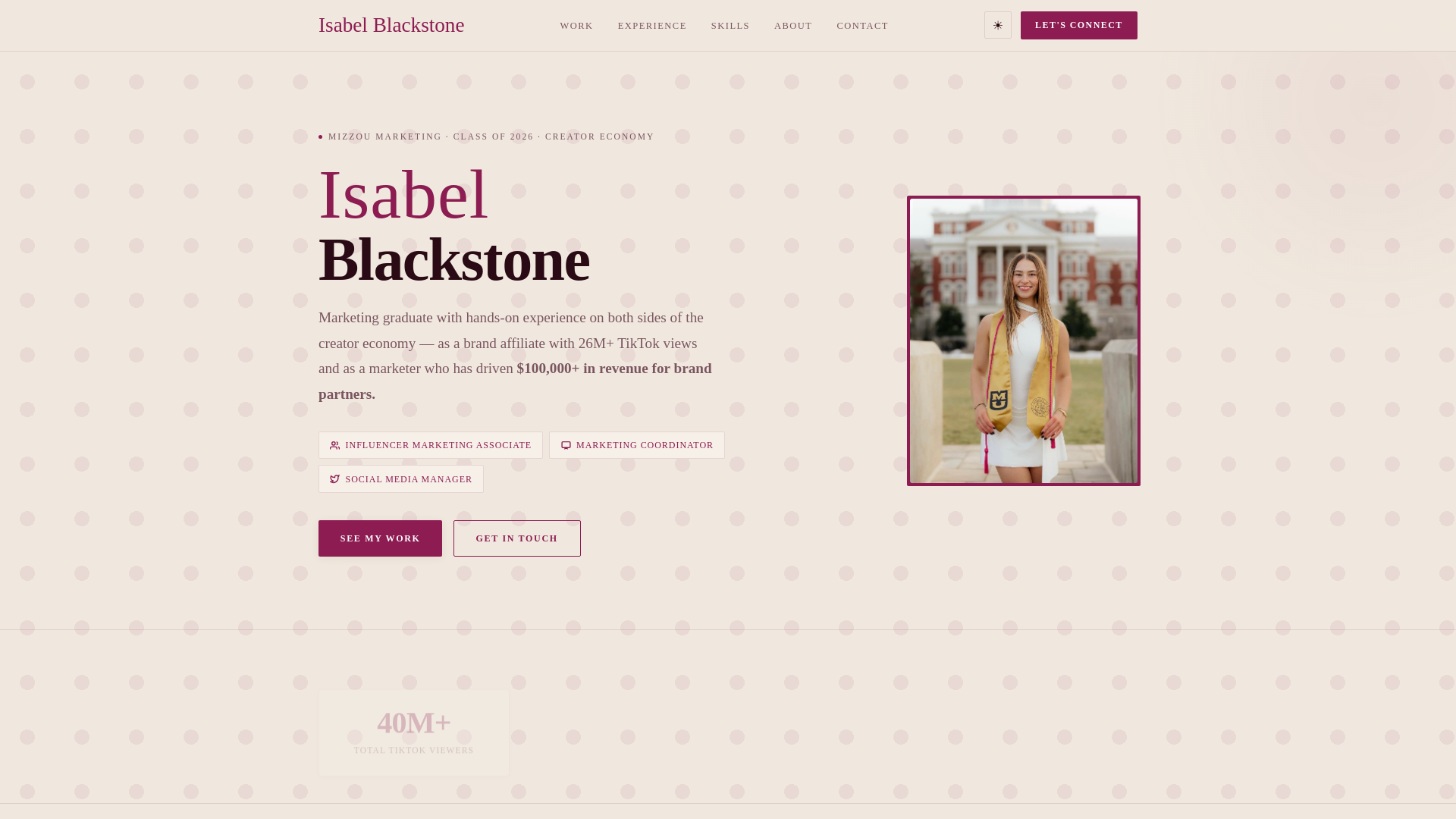 website screenshot of https://isabelblackstone.online/