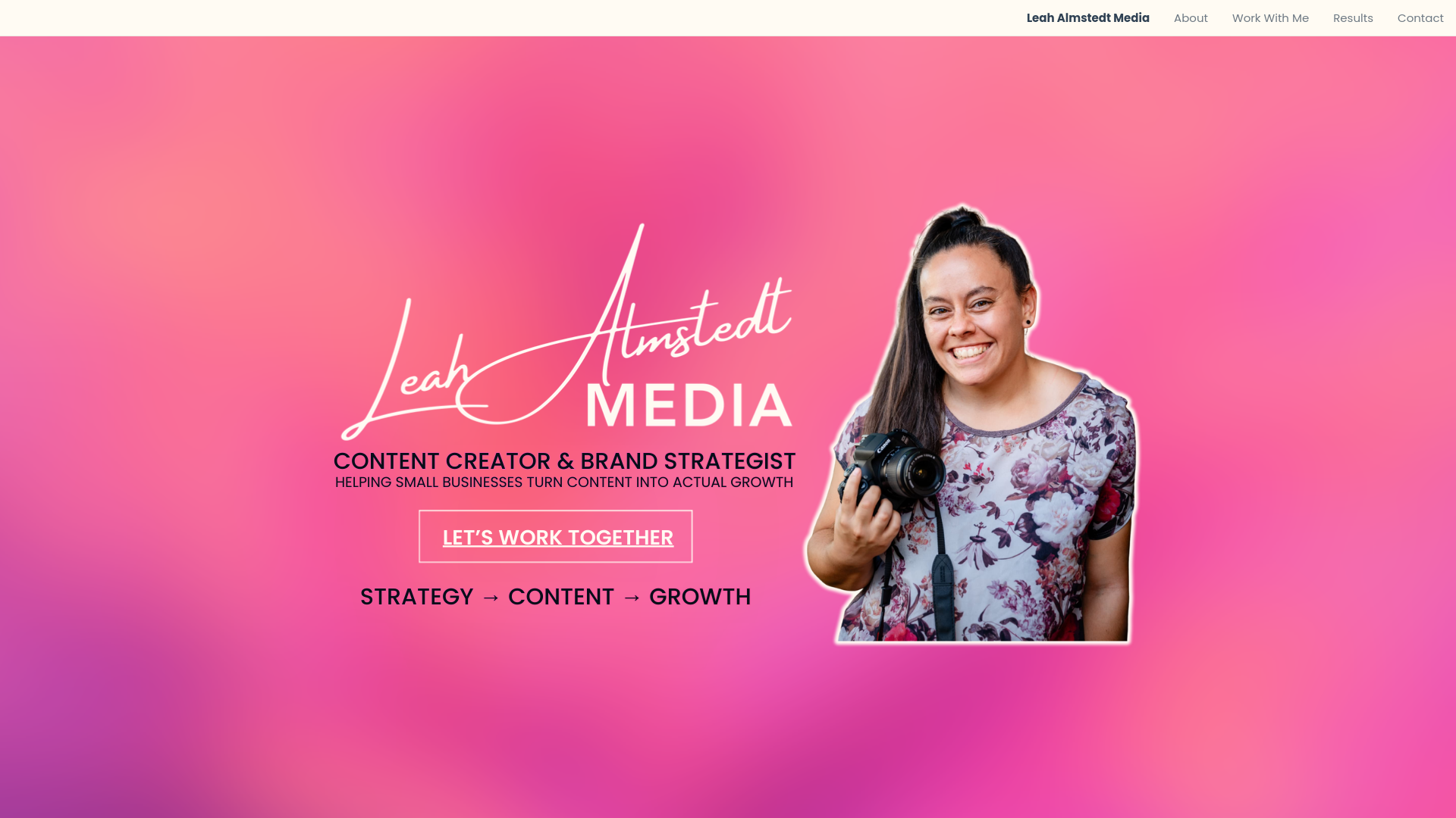 website screenshot of https://leahalmstedtmedia.com/