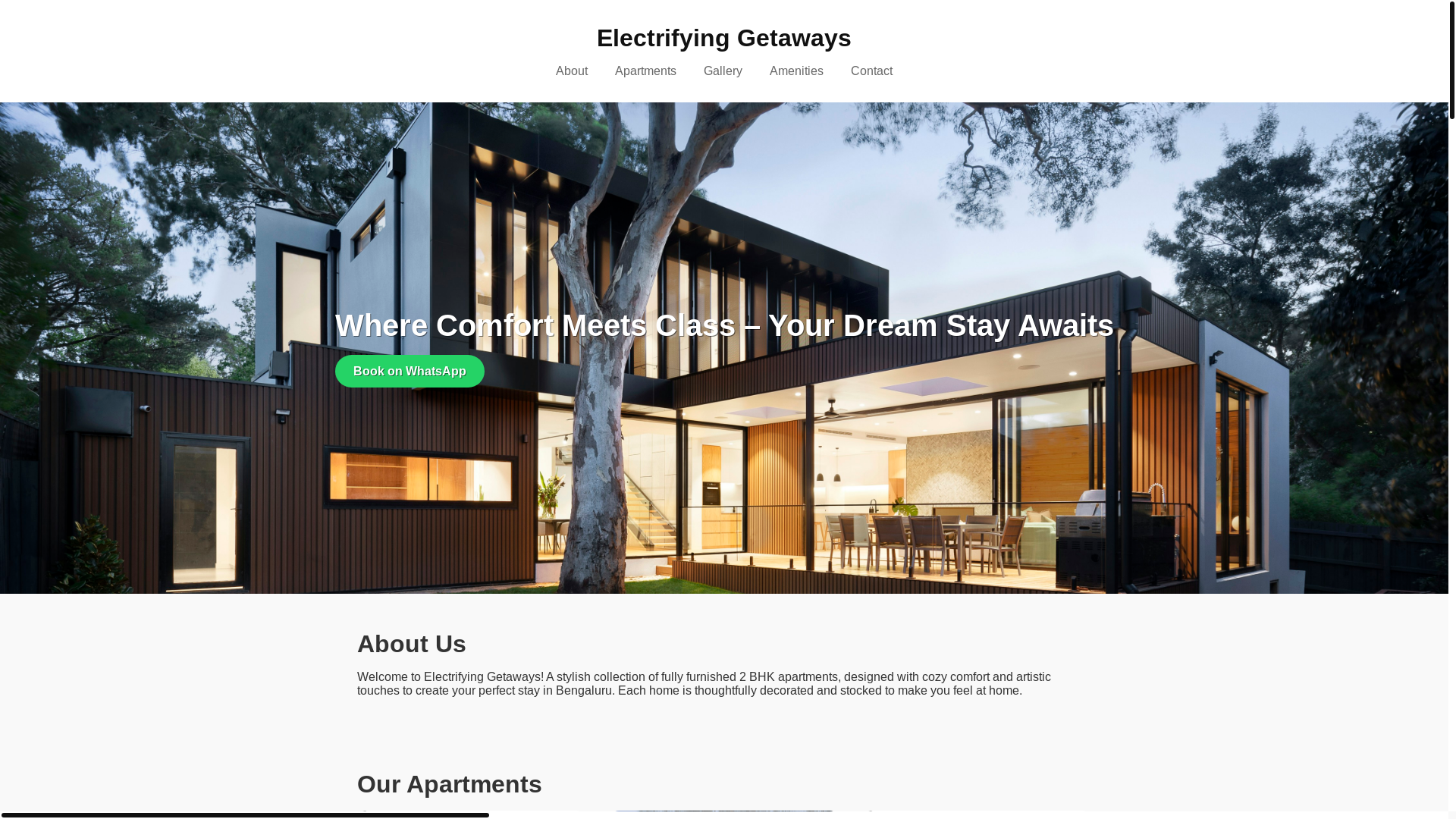 website screenshot of https://electrifystays.com/