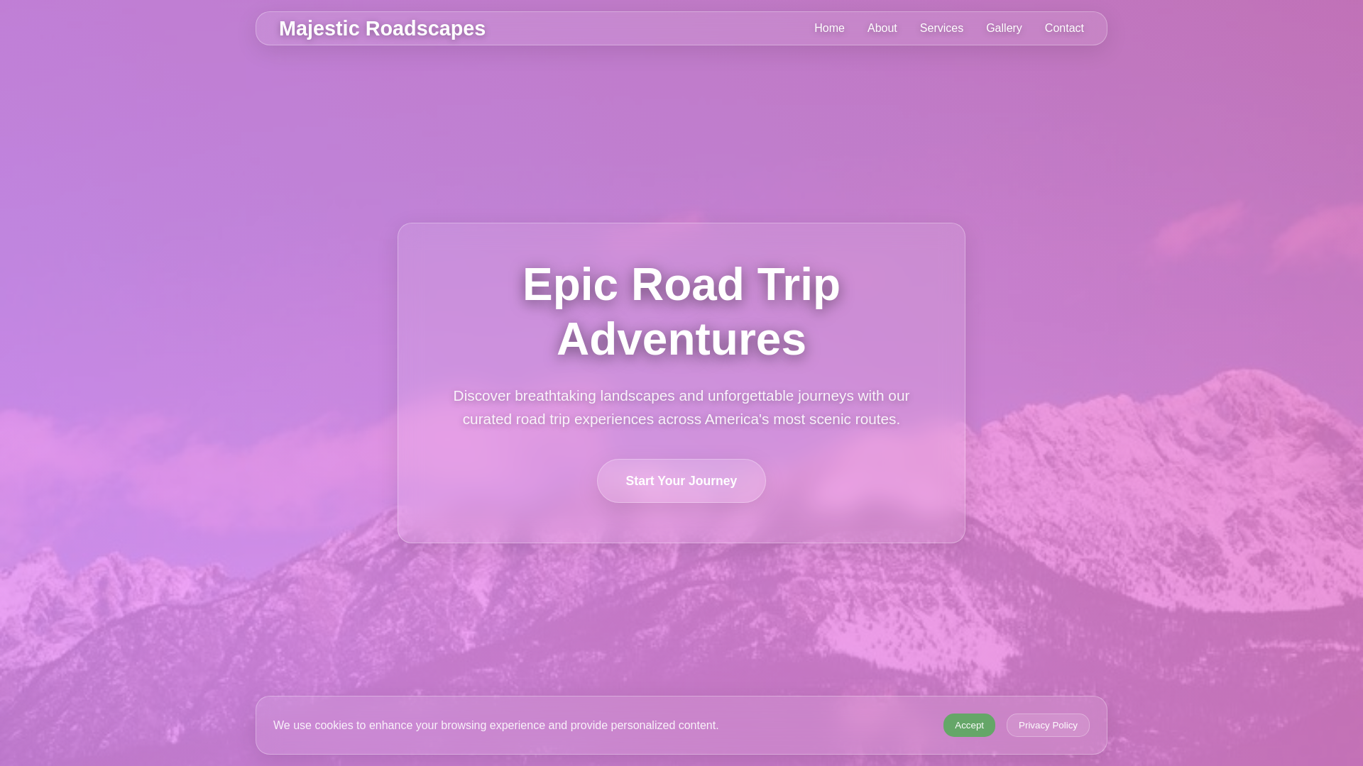 website screenshot of https://majesticroadscapes.shop/