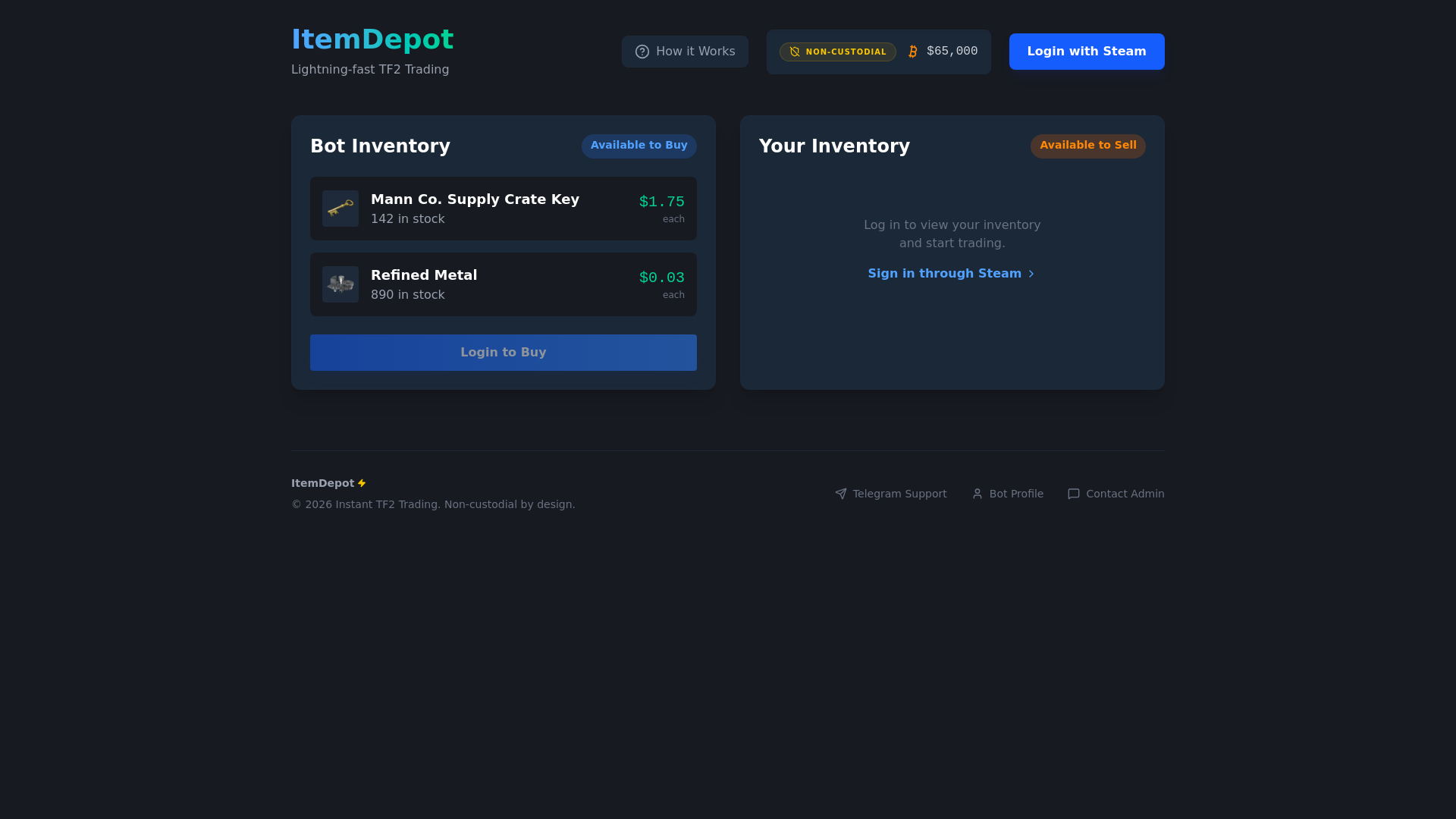 website screenshot of https://itemdepot.store/