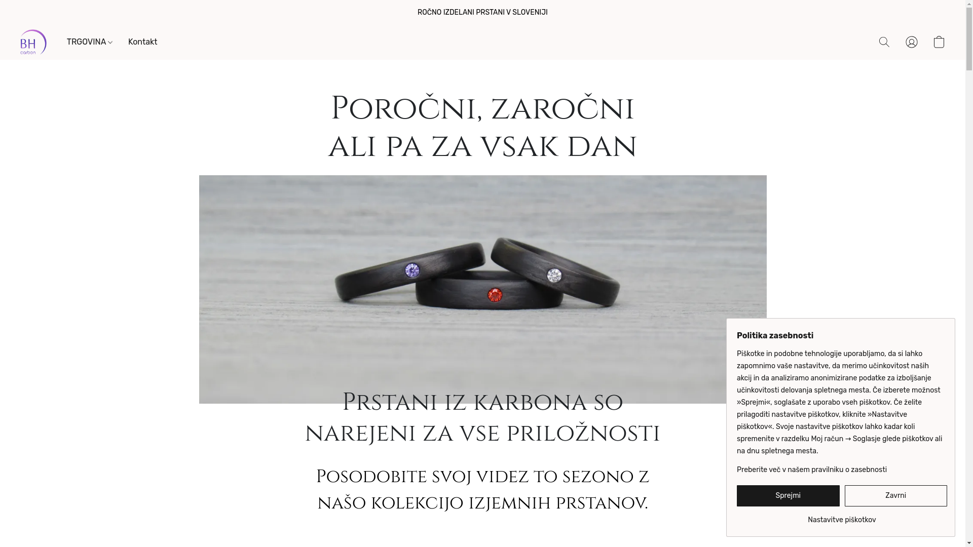 website screenshot of https://bhcarbon.si/