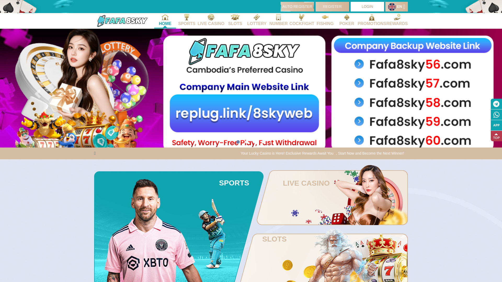 website screenshot of https://fafa8sky56.com/