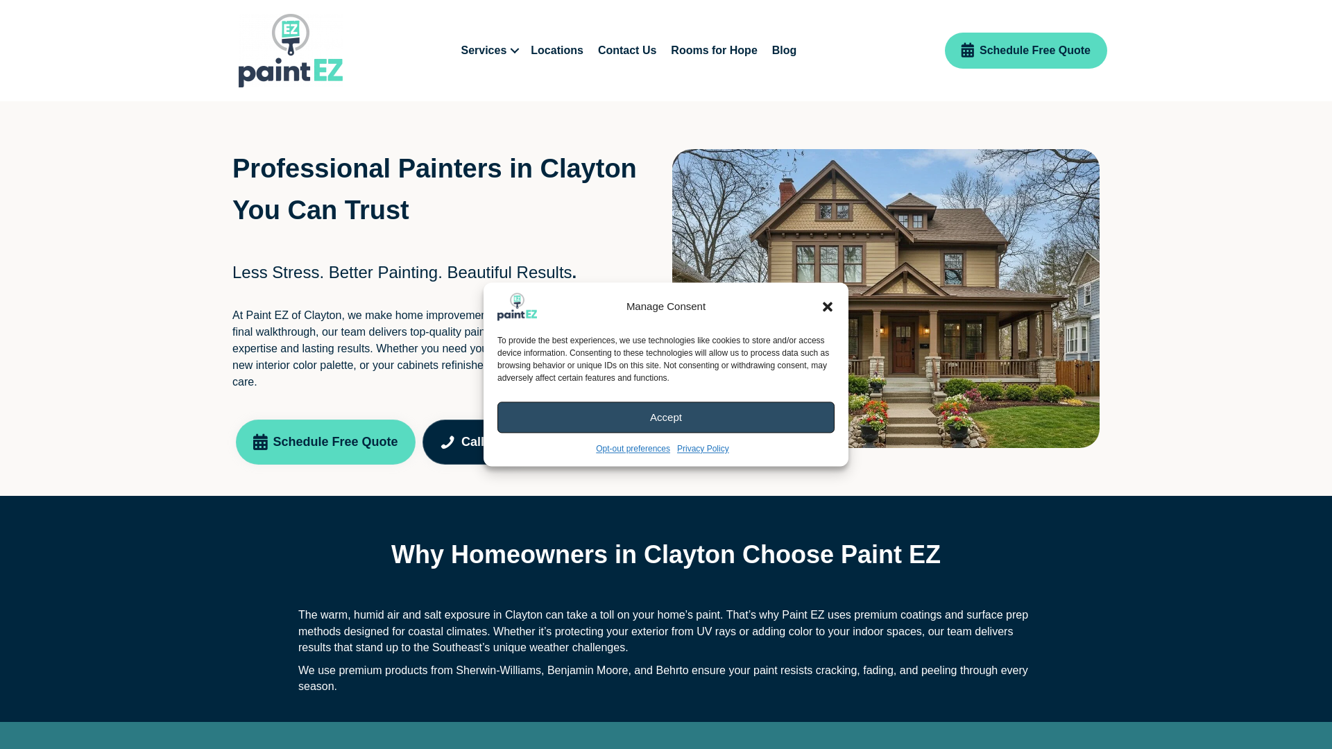 website screenshot of https://paintezclaytonnc.com/