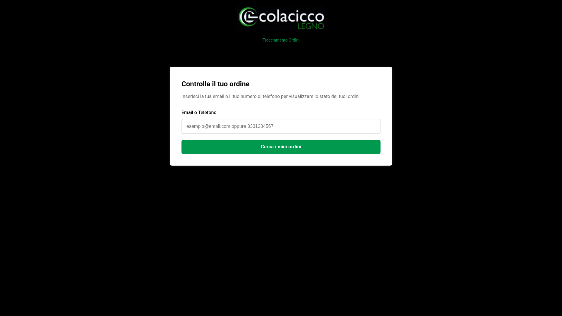 website screenshot of https://tracciamentocolaciccolegno.pages.dev/